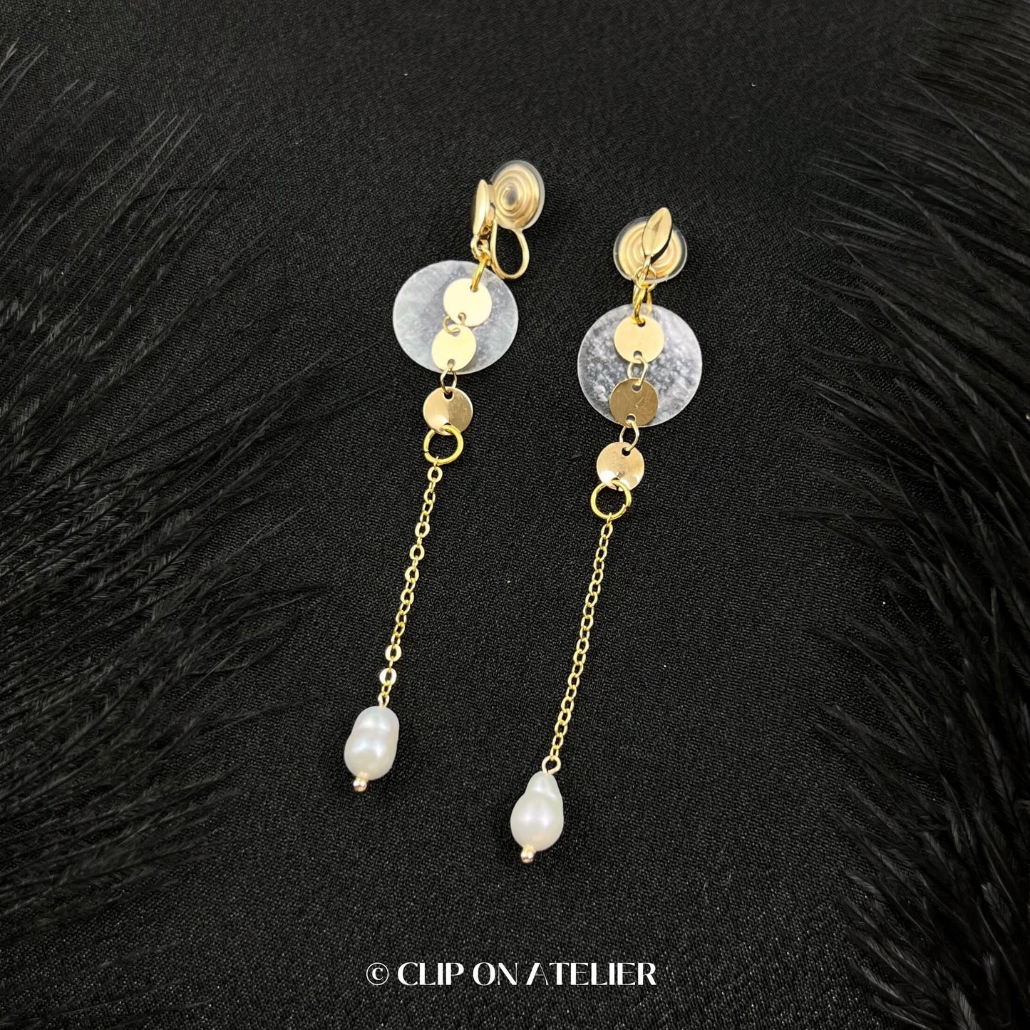 Boho Natural Pearl Clip On Earrings