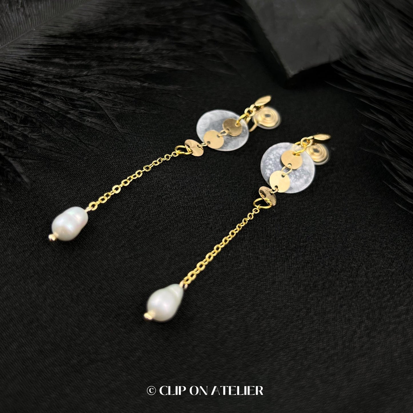 Boho Natural Pearl Clip On Earrings