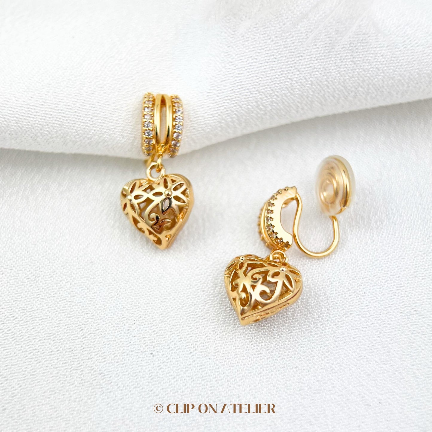 Vintage-Inspired Heart Clip On Earrings
