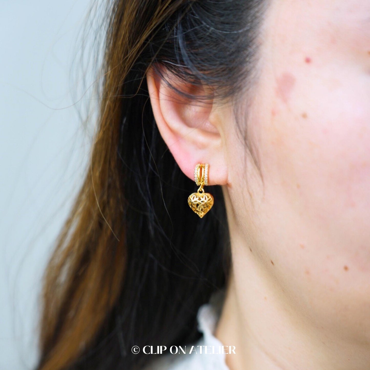 Vintage-Inspired Heart Clip On Earrings