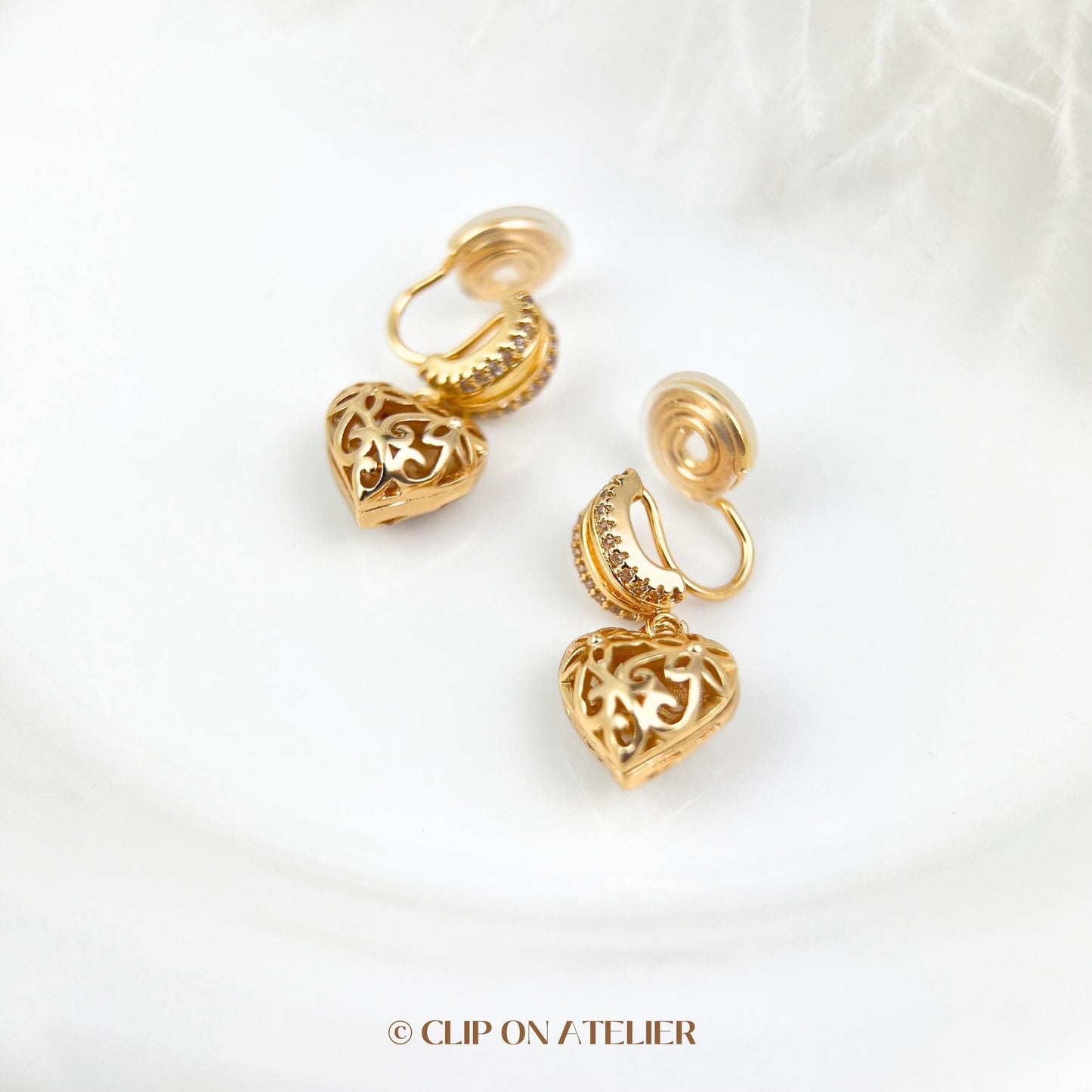 Vintage-Inspired Heart Clip On Earrings