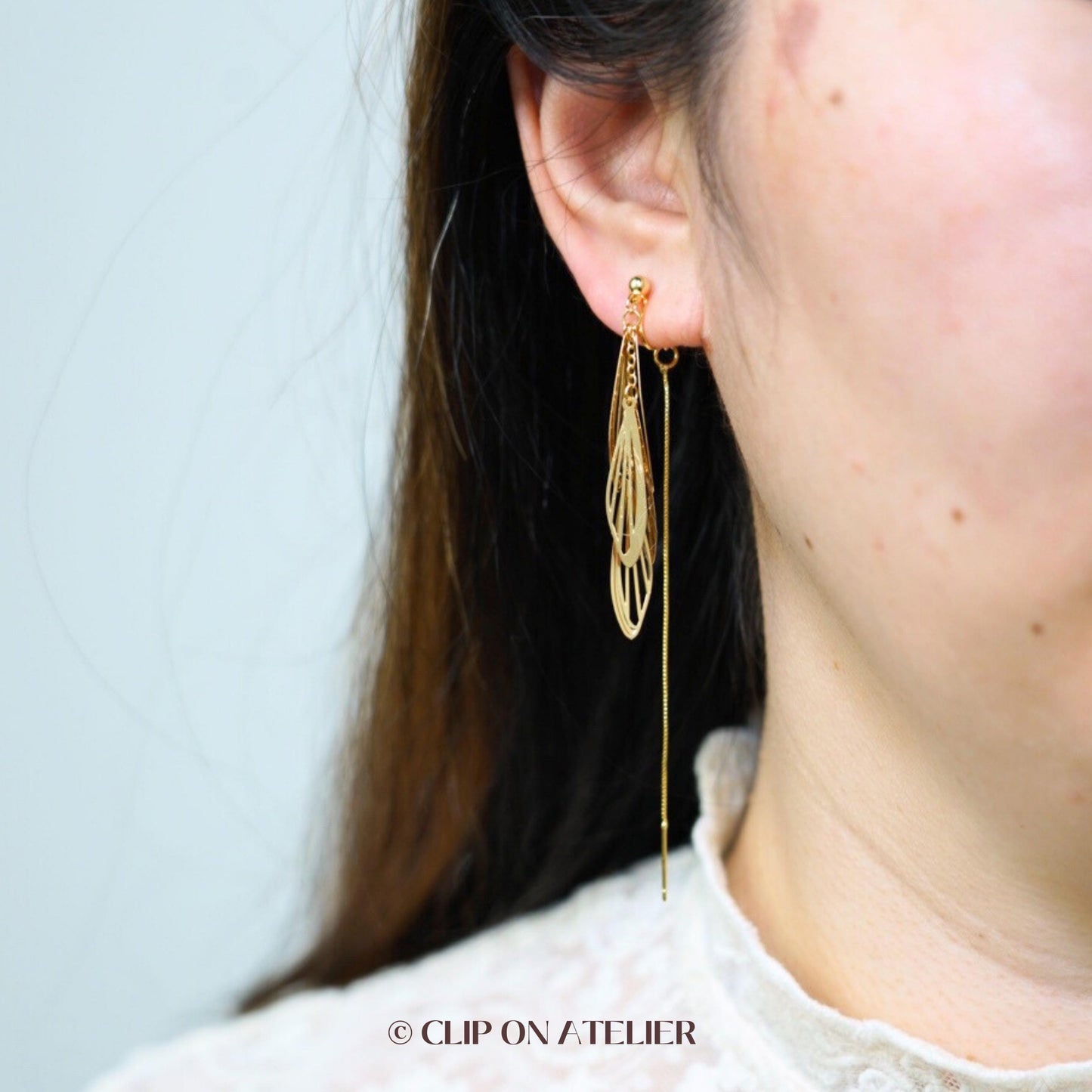 Gold Butterfly Clip On Earrings