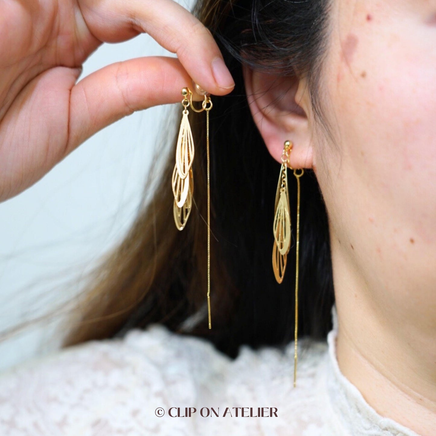 Gold Butterfly Clip On Earrings