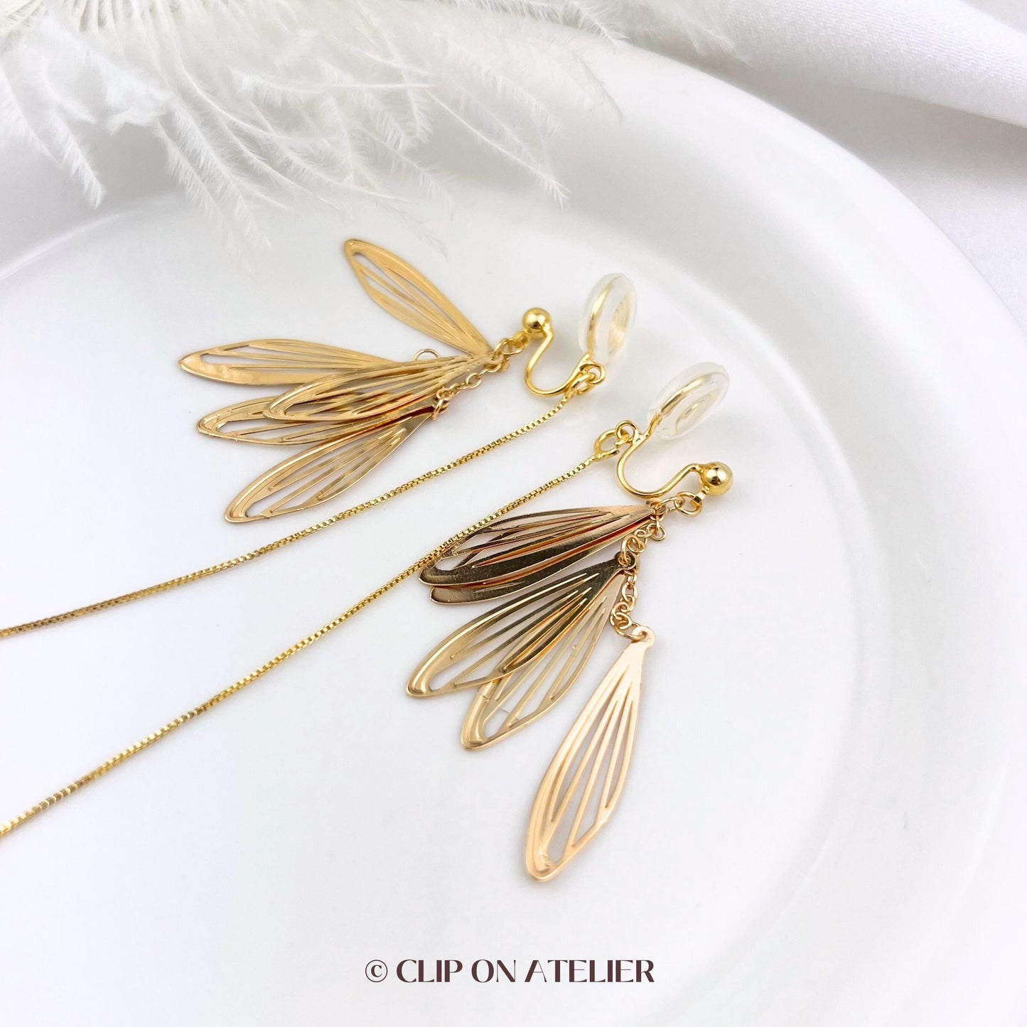 Gold Butterfly Clip On Earrings