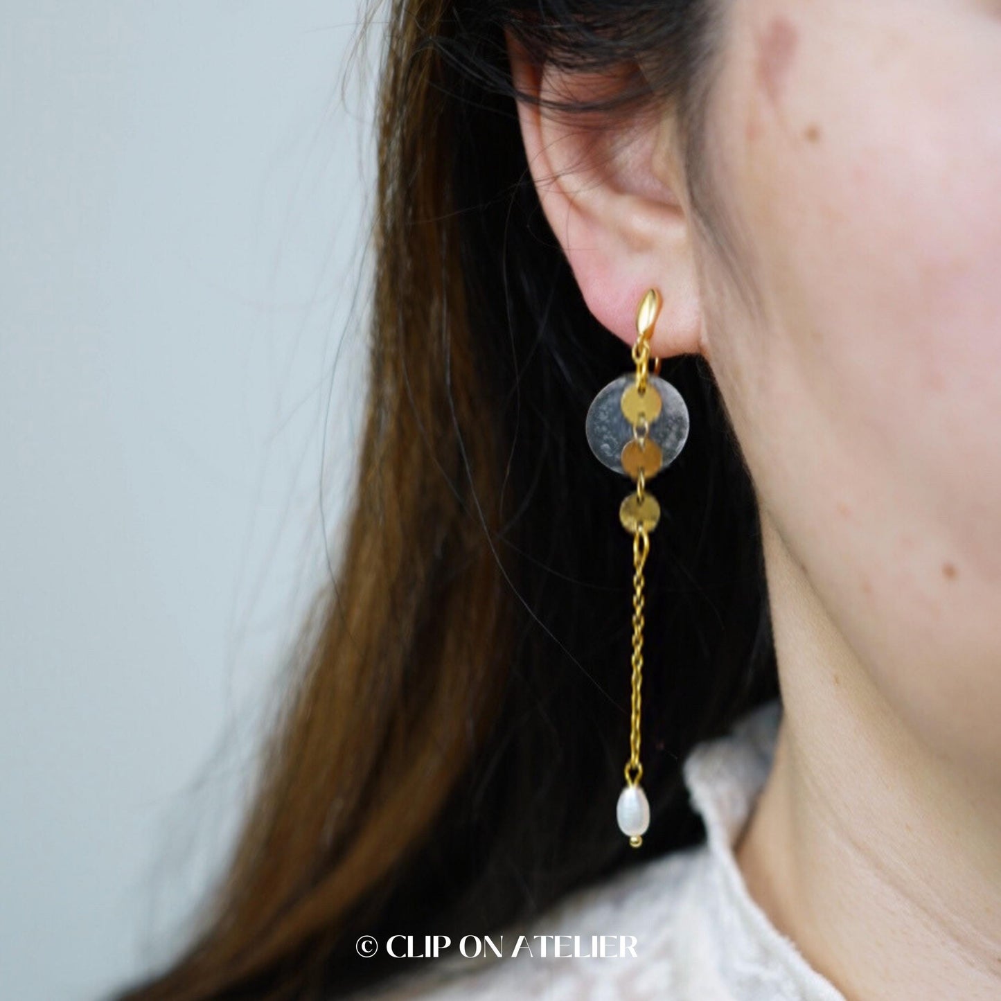 Boho Natural Pearl Clip On Earrings