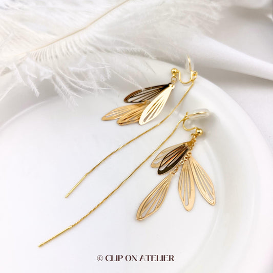 Gold Butterfly Clip On Earrings