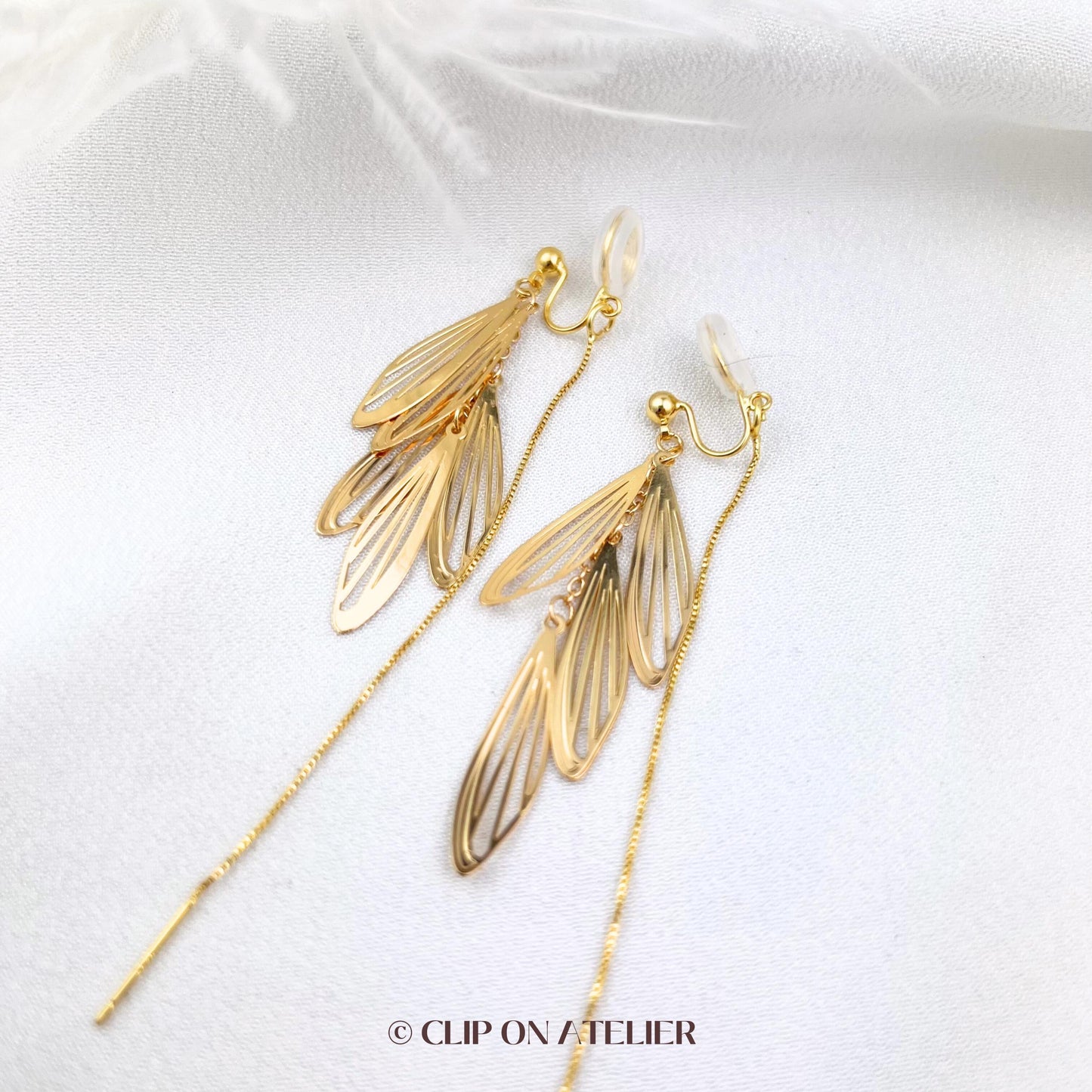 Gold Butterfly Clip On Earrings