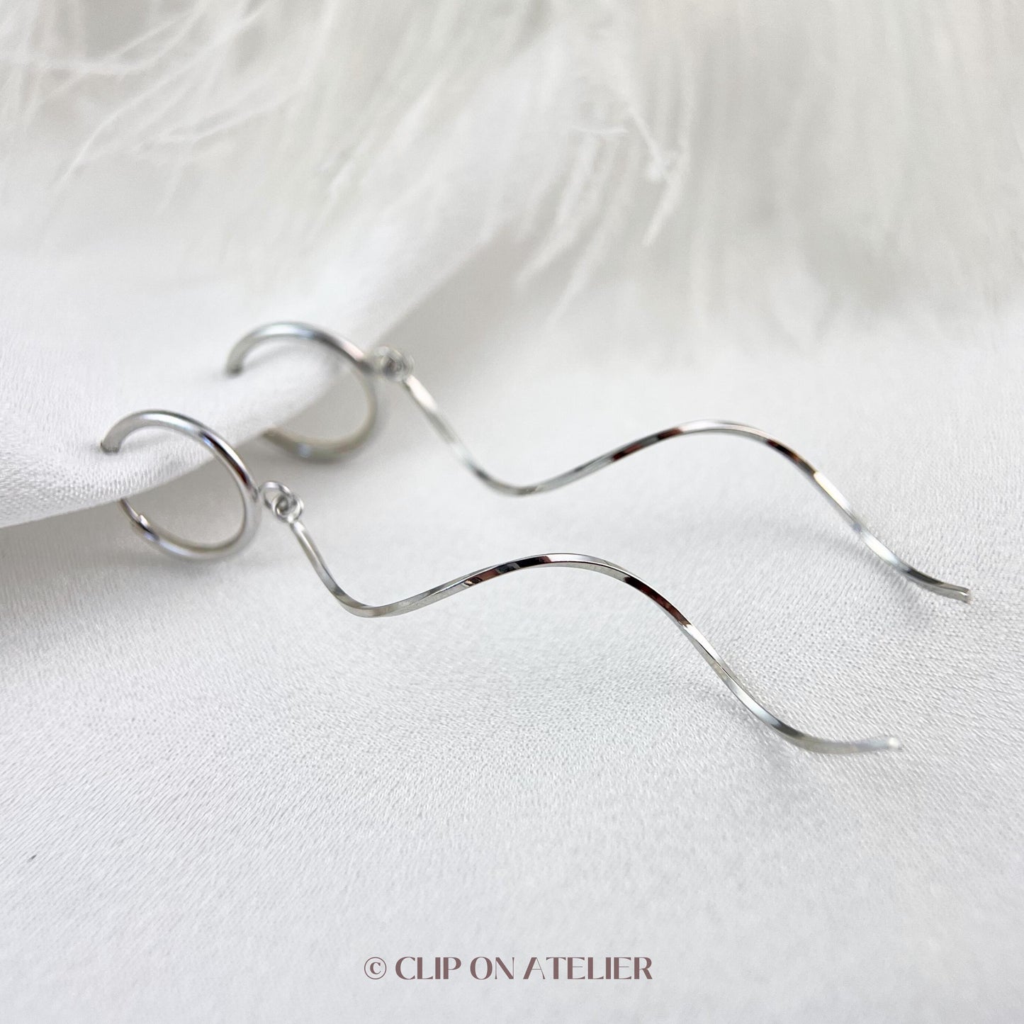 Clip On Earrings Gold Spiral Dangle Hoop Huggies | Minimalist Drop Clipon Earring Dainty Ear Clips | Non Pierced Ears | Jewerly Gift Trendy