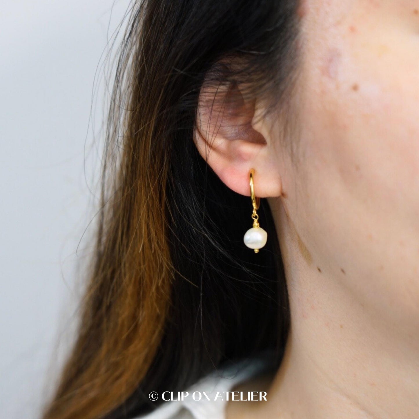 Clip On Earrings Natural Pearl Minimalist Gold Silver Hoop Bridal Ear Clips | Non Pierced Ears | Wedding Jewelry Bridesmaid Gift For Her Mom