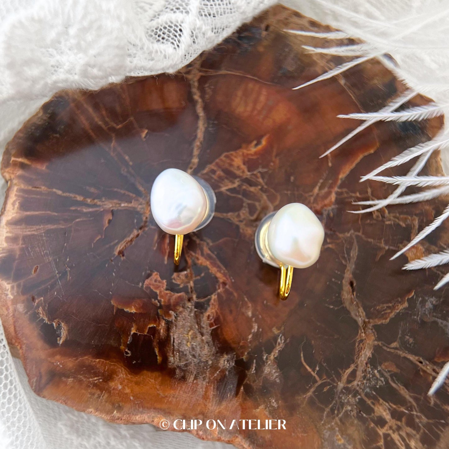 Clip On Earrings Natural Baroque Pearl Gold Dainty Ear Clips | Non Pierced Ears | Bridal Earrings Bridesmaid Earring Wedding Jewelry Gift