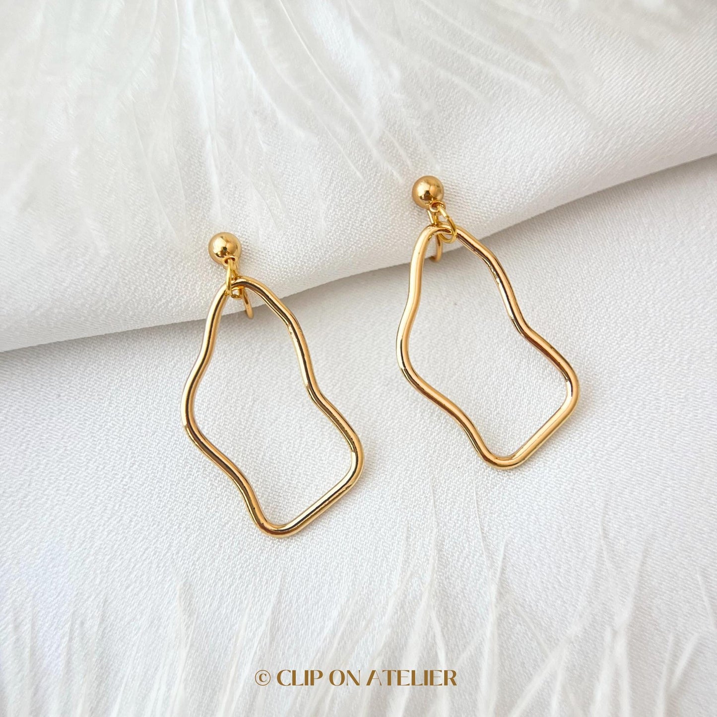 Clip On Earrings Minimalist Irregular Gold Hoop
