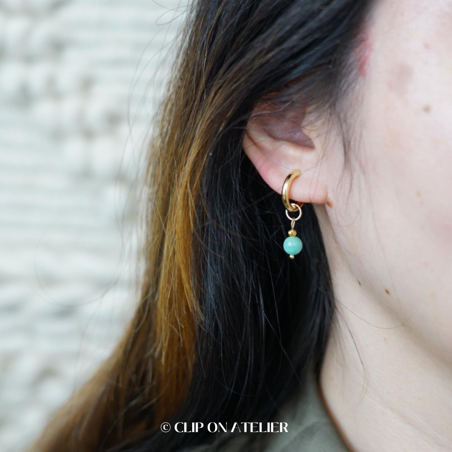 Clip On Earrings Charm Minimalist Gold Hoop Silver Huggies Gemstone Ear Clips, Non Pierced Ears, Dainty Birthstone Boho Jewelry Gift For Her