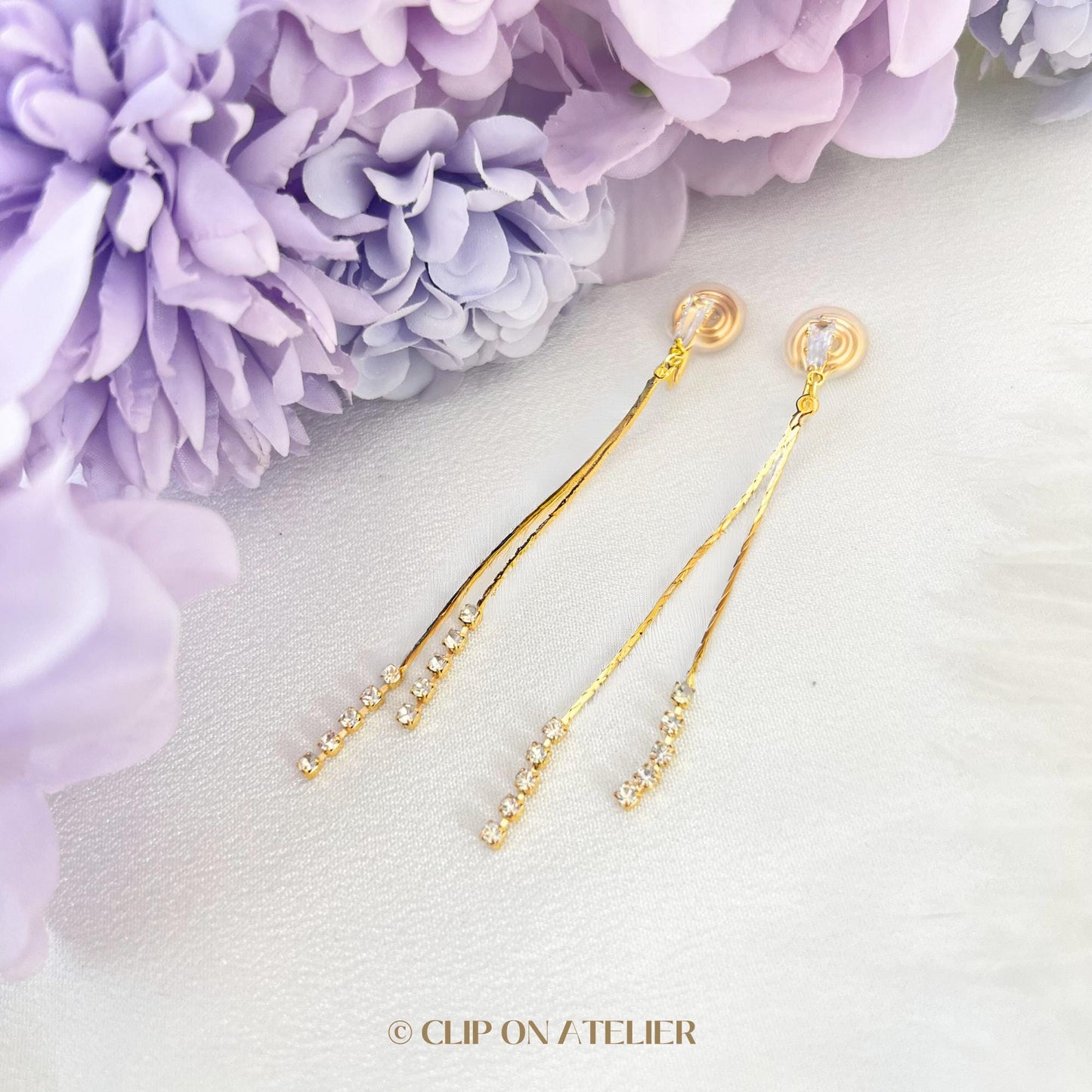 Minimalist CZ Diamond Drop Clip On Earrings