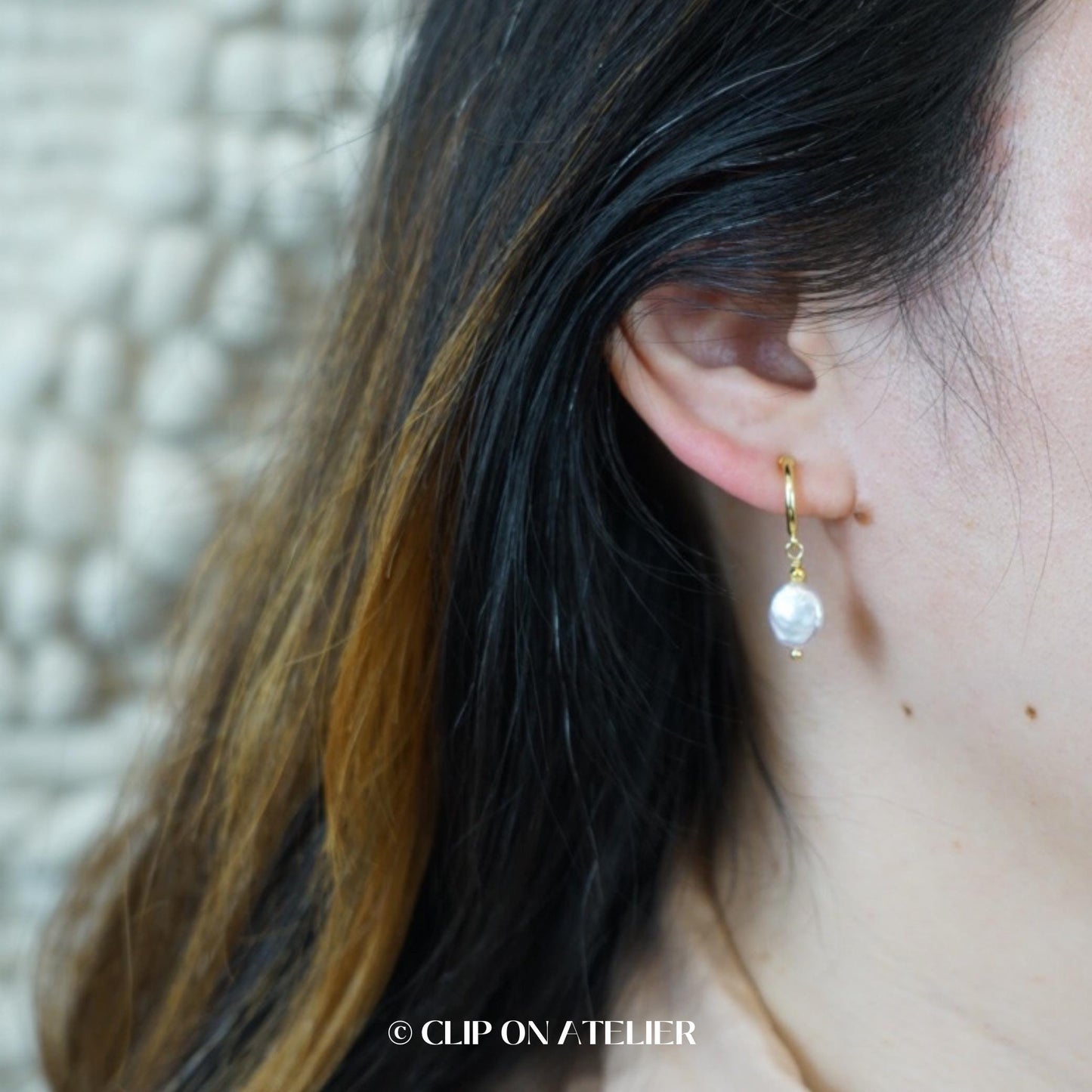 Clip On Earrings Baroque Pearl Coin Minimalist Gold Silver Hoop Bridal Ear Clips | Non Pierced Ears, Wedding Jewelry Bridesmaid Gift For Her