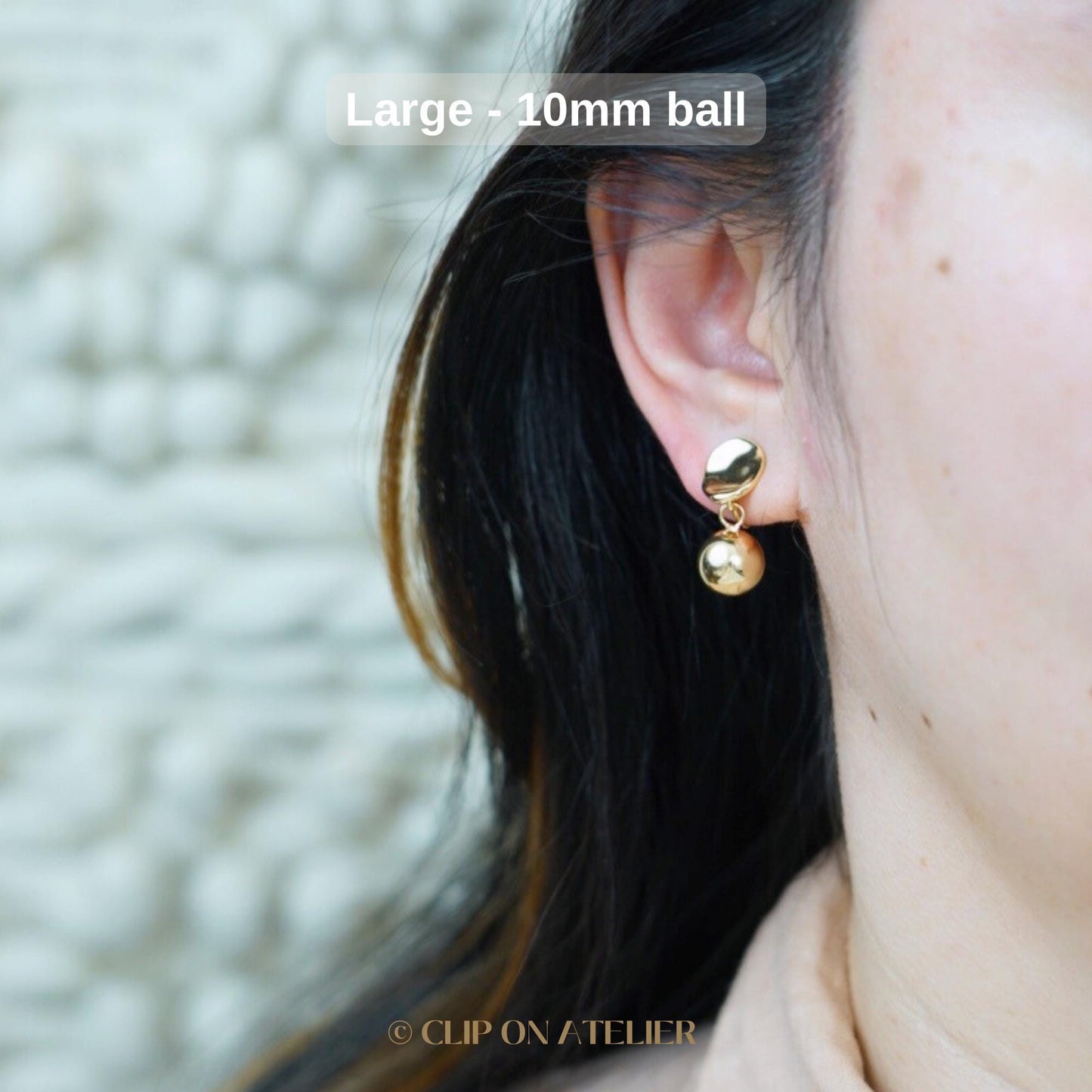Clip On Earrings Minimalist Gold Ball
