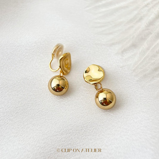 Clip On Earrings Minimalist Gold Ball