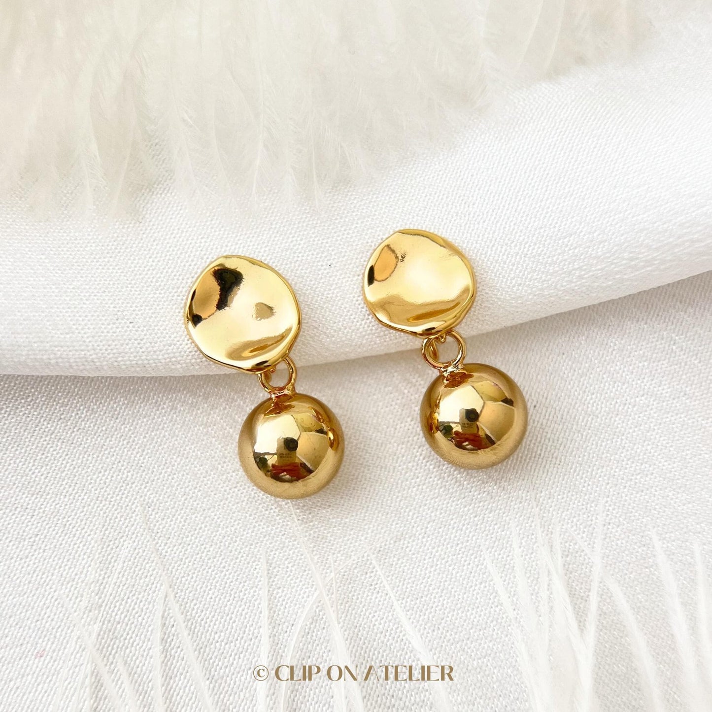 Clip On Earrings Minimalist Gold Ball