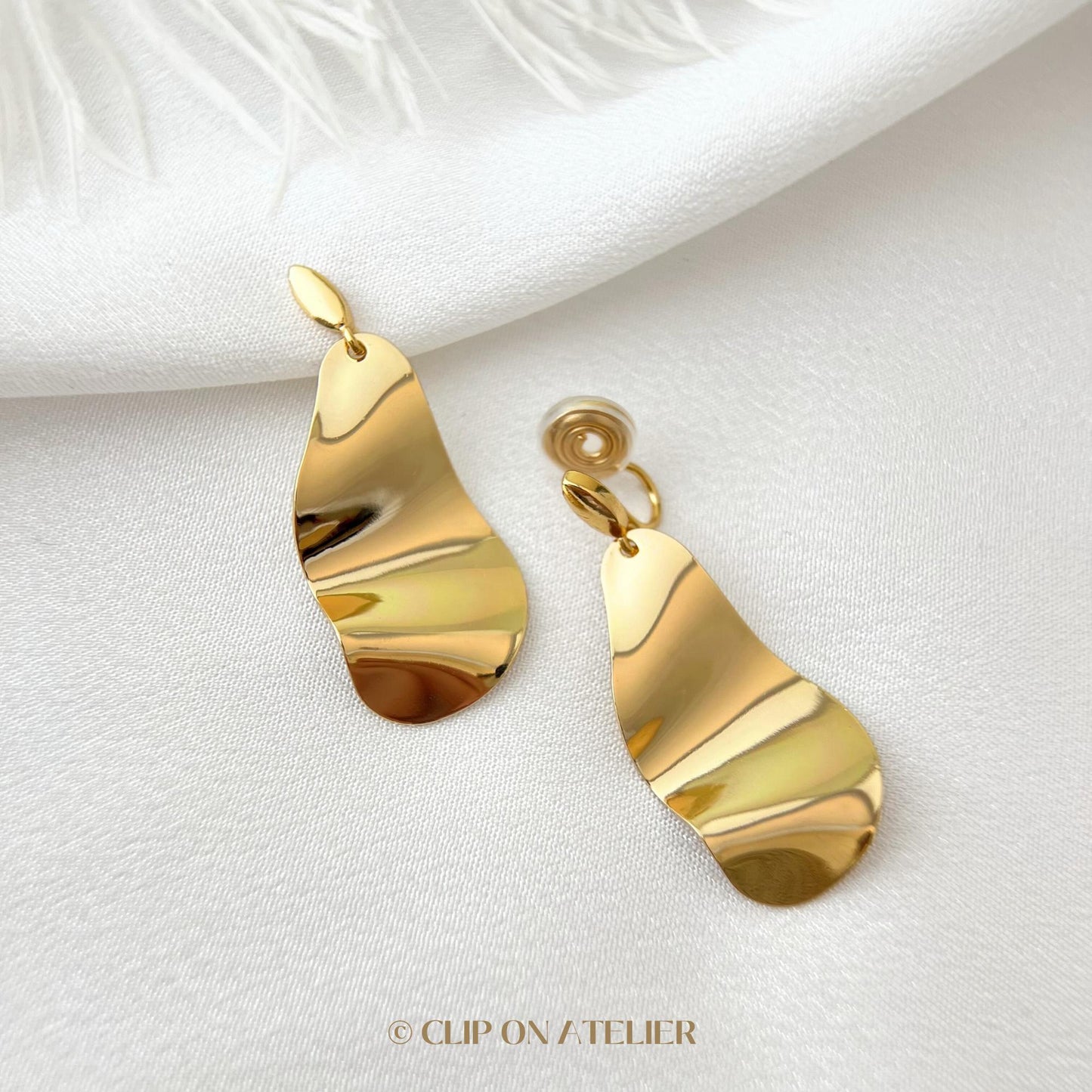 Clip On Earrings Minimalist Irregular Chunky Gold Hoop Drop Boho Dangle Earrings, Non Pierced Ears, Dainty Clipon Jewelry Gift For Her Mom