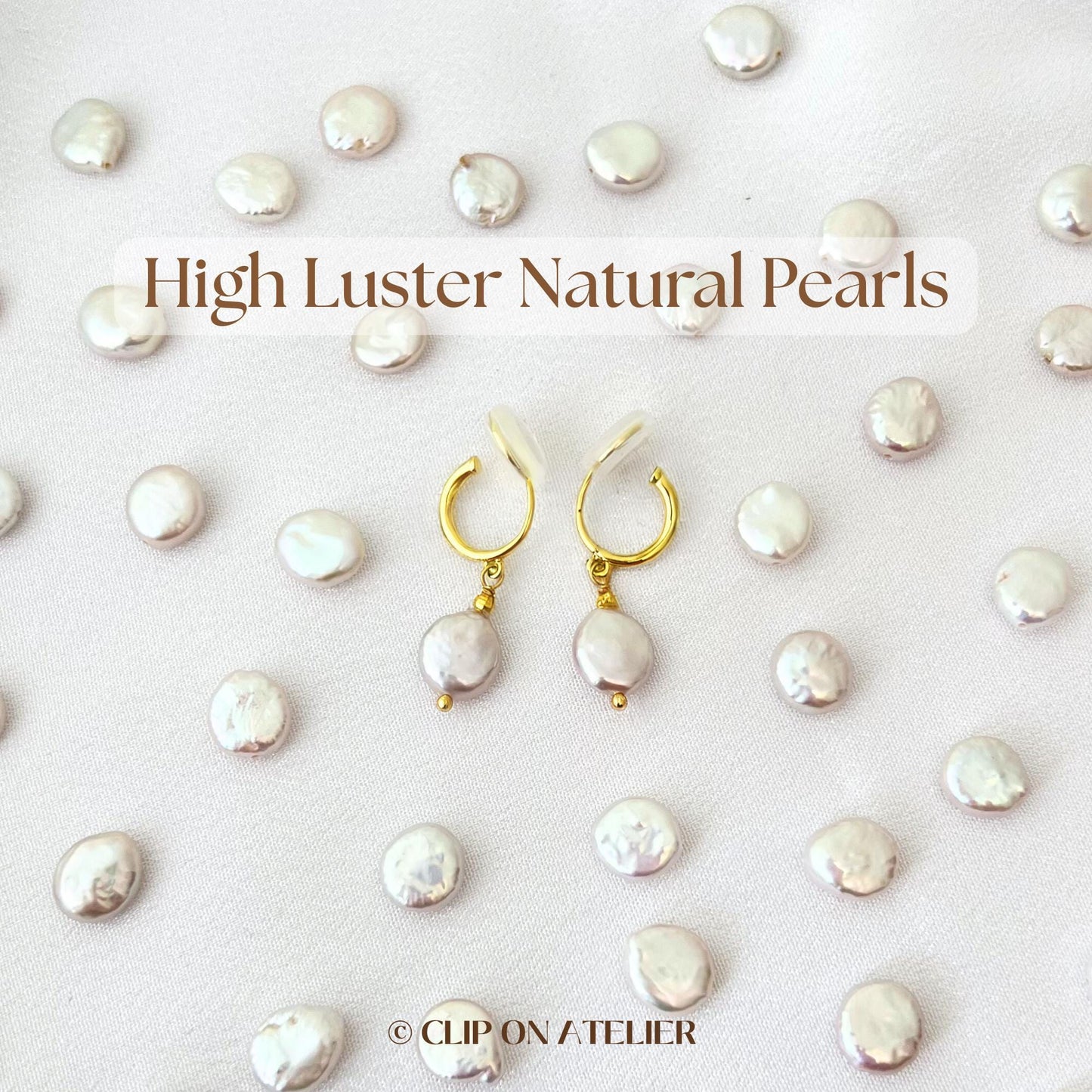 Clip On Earrings Baroque Pearl Coin Minimalist Gold Silver Hoop Bridal Ear Clips | Non Pierced Ears, Wedding Jewelry Bridesmaid Gift For Her