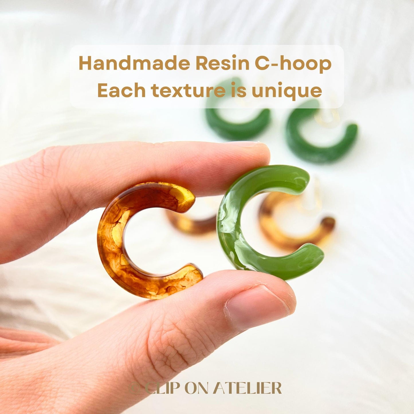 Large textured Hoop Clip On Earrings