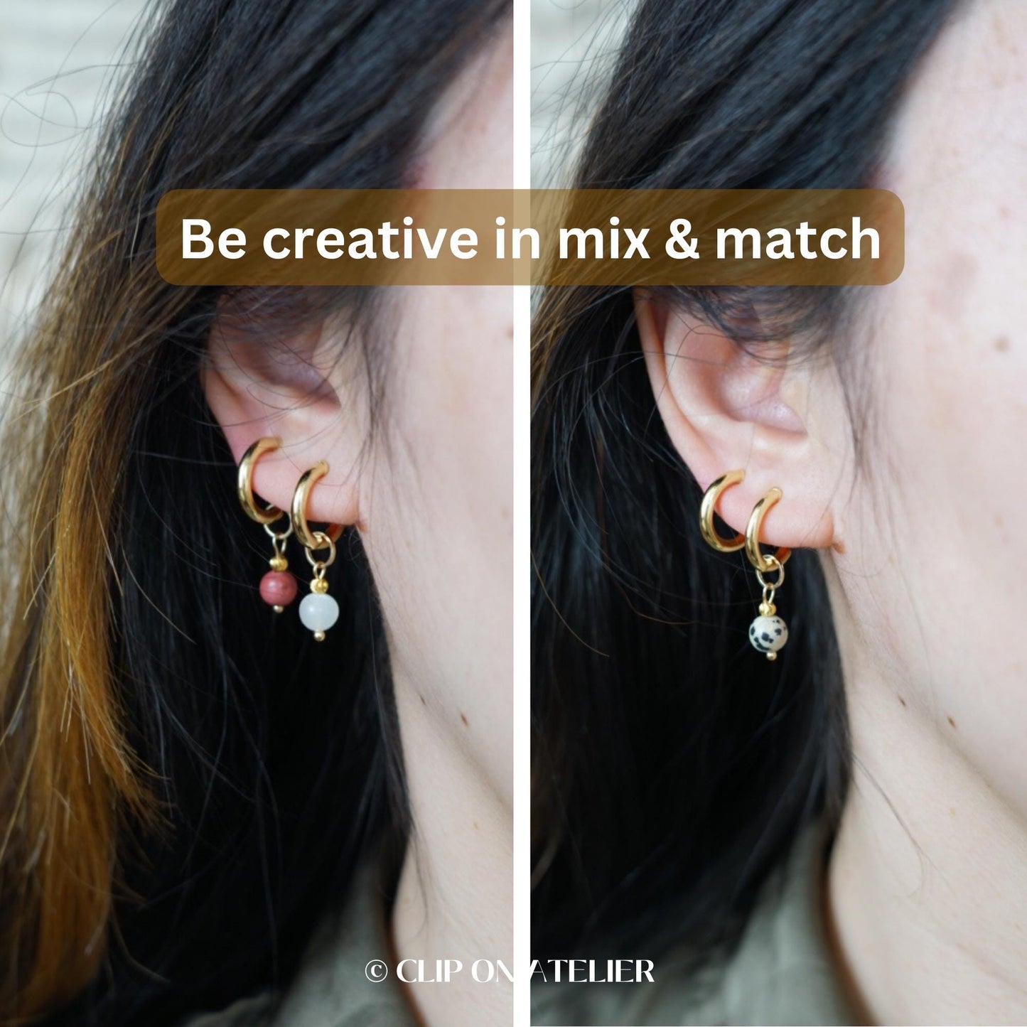 Clip On Earrings Charm Minimalist Gold Hoop Silver Huggies Gemstone Ear Clips, Non Pierced Ears, Dainty Birthstone Boho Jewelry Gift For Her