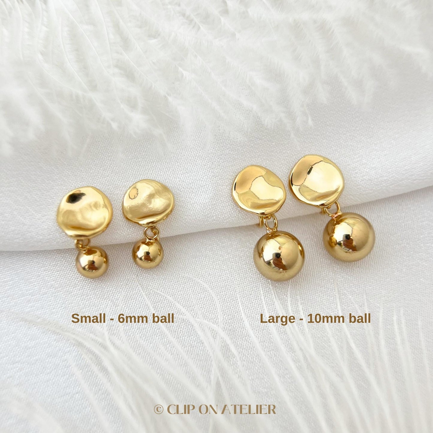Clip On Earrings Minimalist Gold Ball