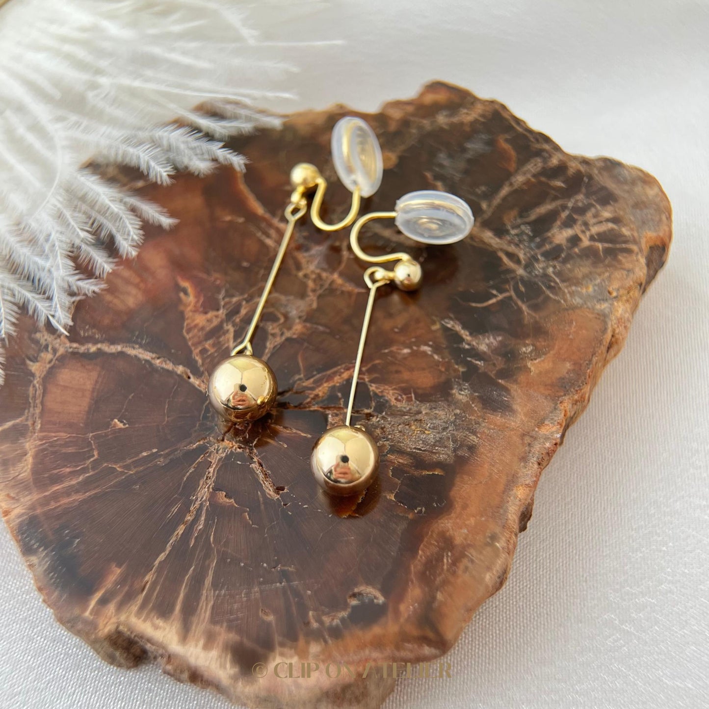 Clip On Earrings Gold Minimalist Dangle Drop Earring, Classy Dainty Ball Ear Clips, Non Pierced Ears, Christmas Jewelry Gift For Her Mom GF