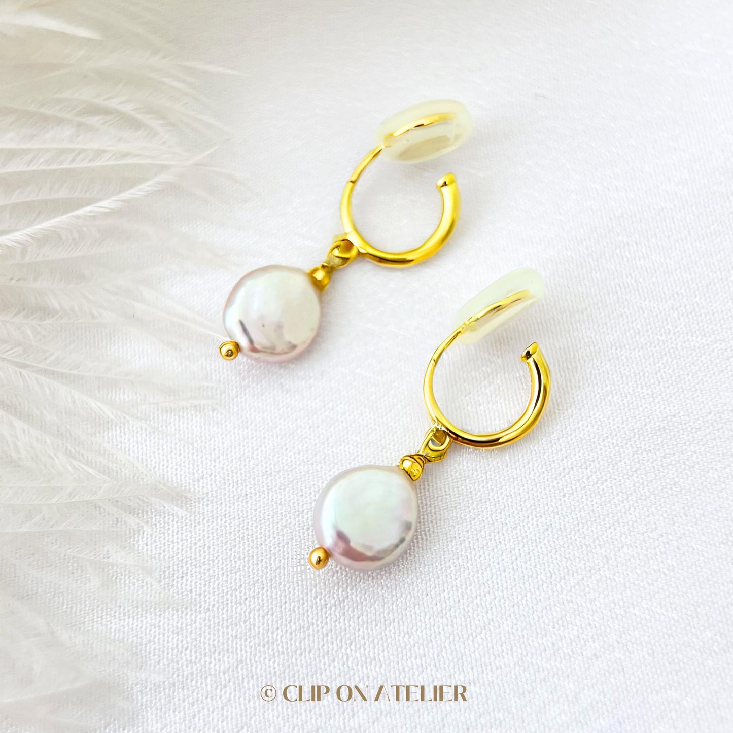 Clip On Earrings Baroque Pearl Coin Minimalist Gold Silver Hoop Bridal Ear Clips | Non Pierced Ears, Wedding Jewelry Bridesmaid Gift For Her
