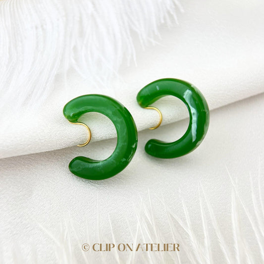 Large textured Hoop Clip On Earrings