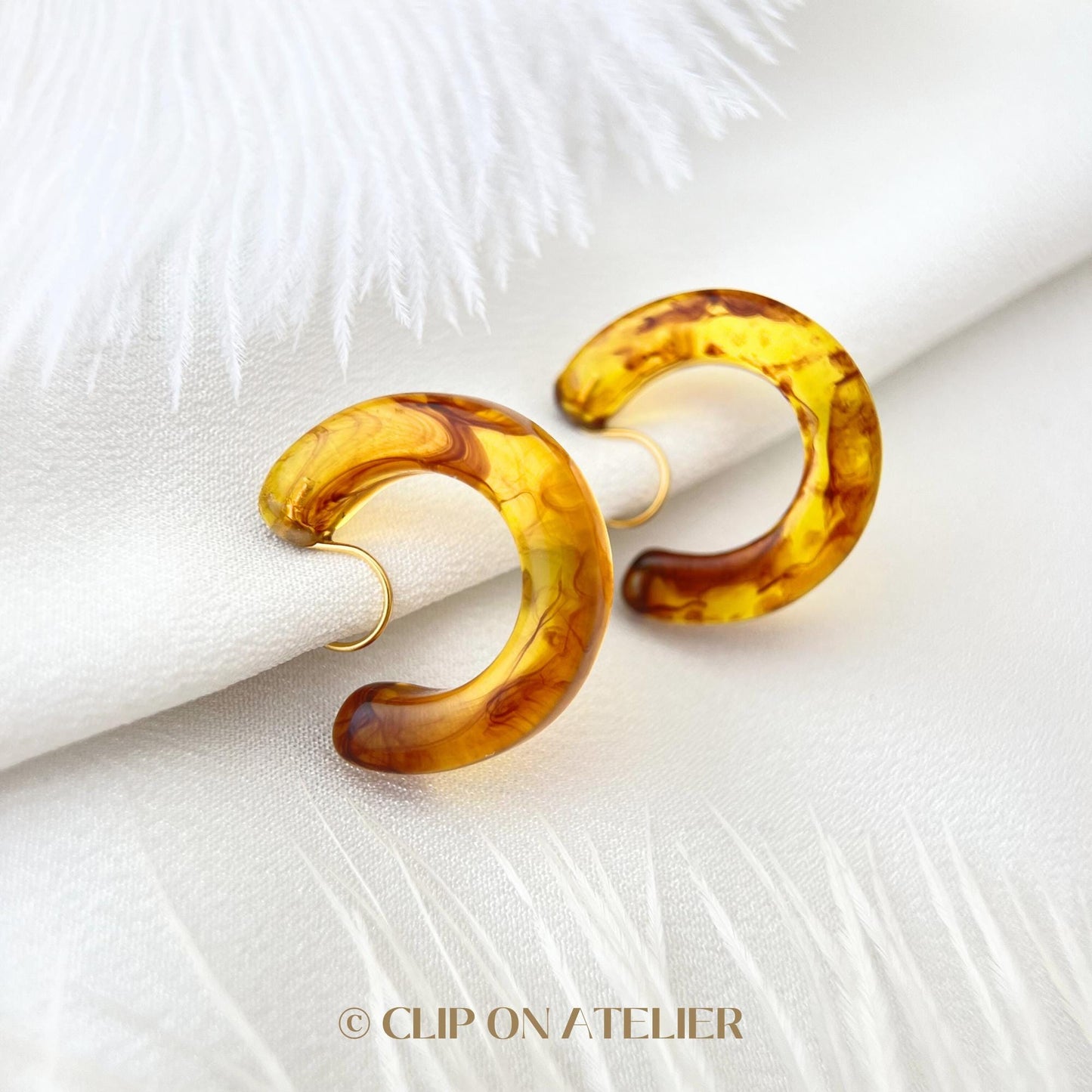 Large textured Hoop Clip On Earrings