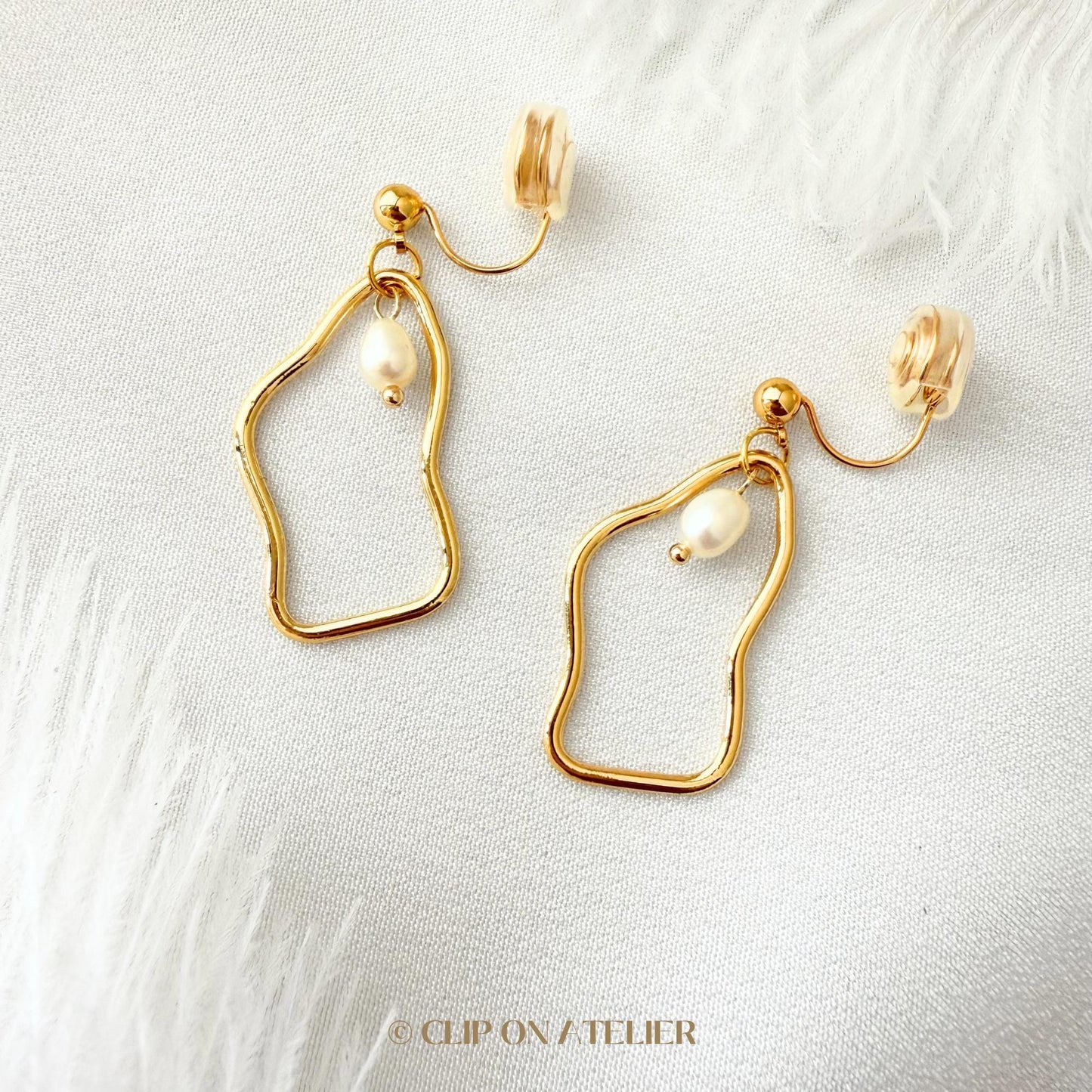 Clip On Earrings Minimalist Irregular Gold Hoop