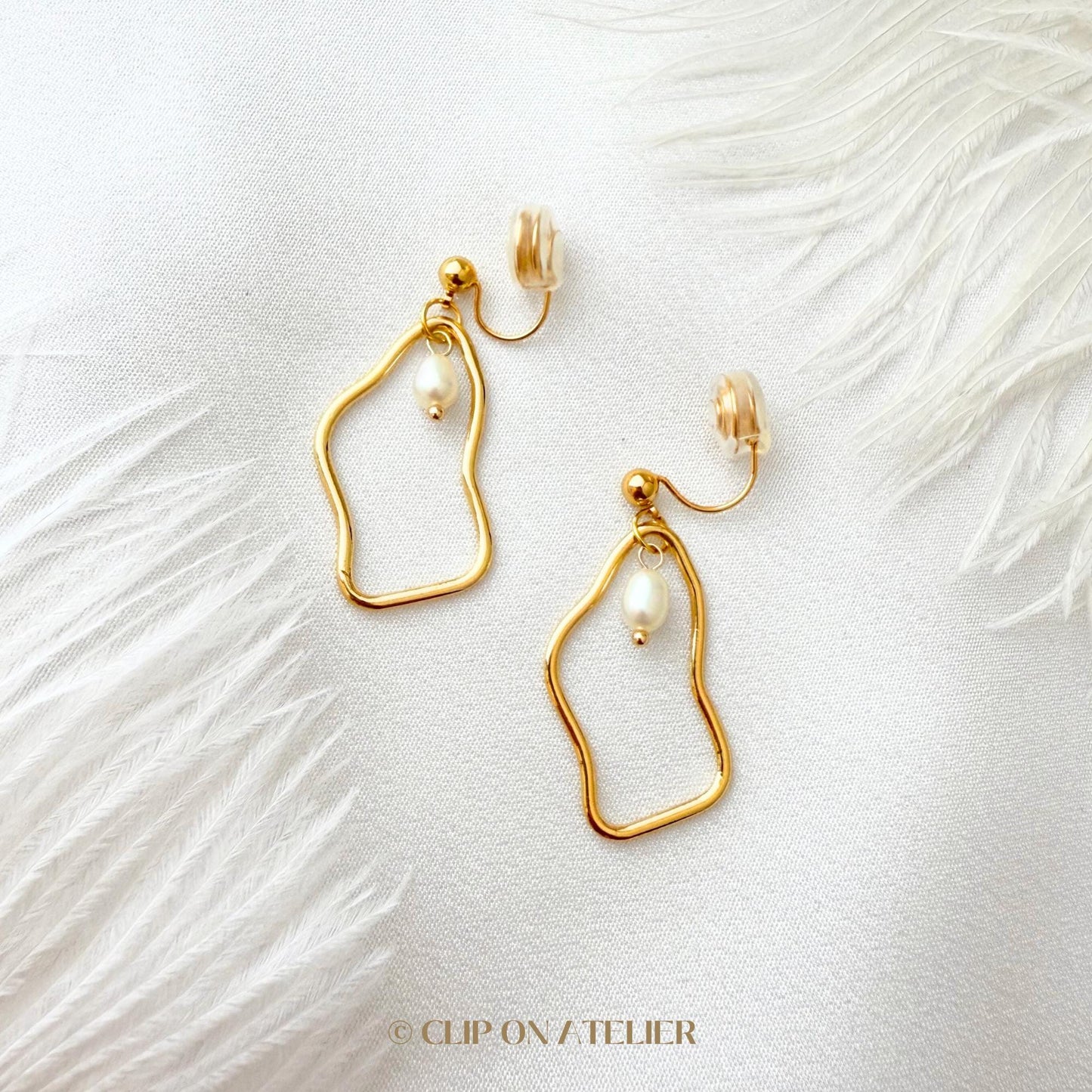 Clip On Earrings Minimalist Irregular Gold Hoop