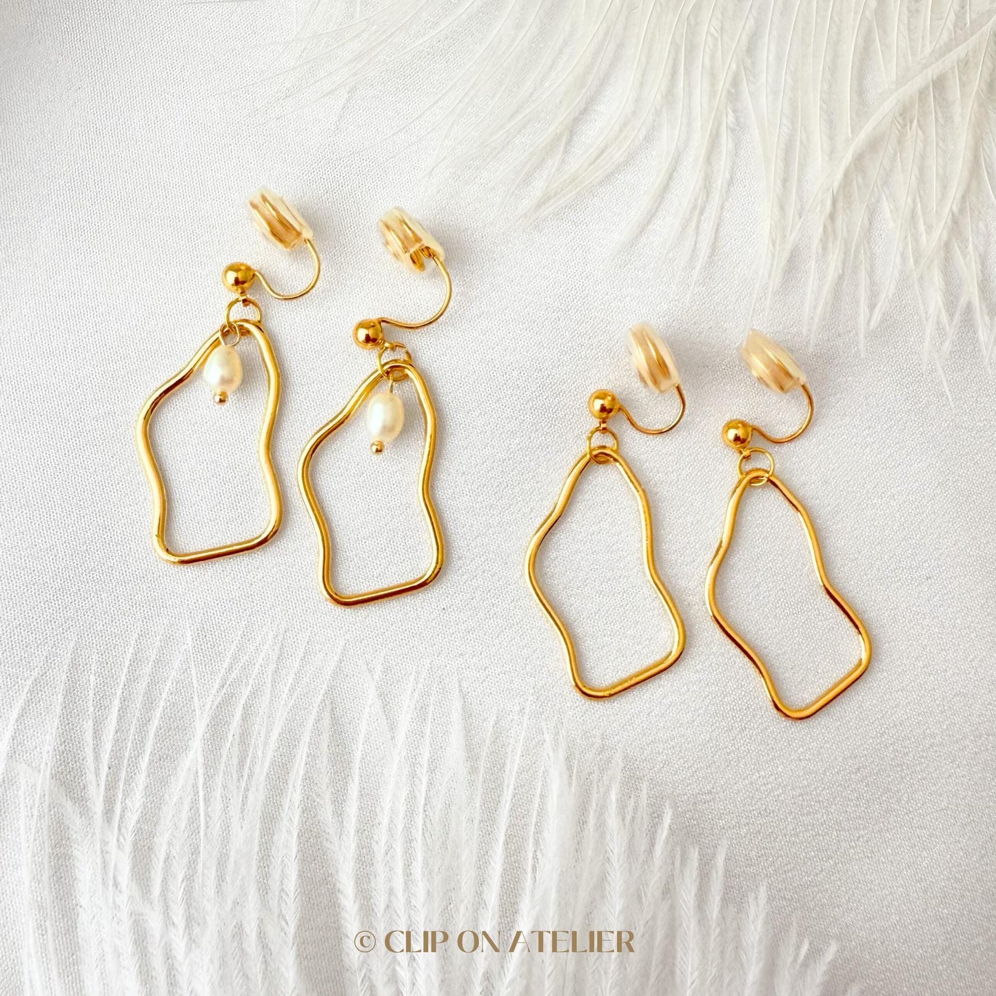 Clip On Earrings Minimalist Irregular Gold Hoop