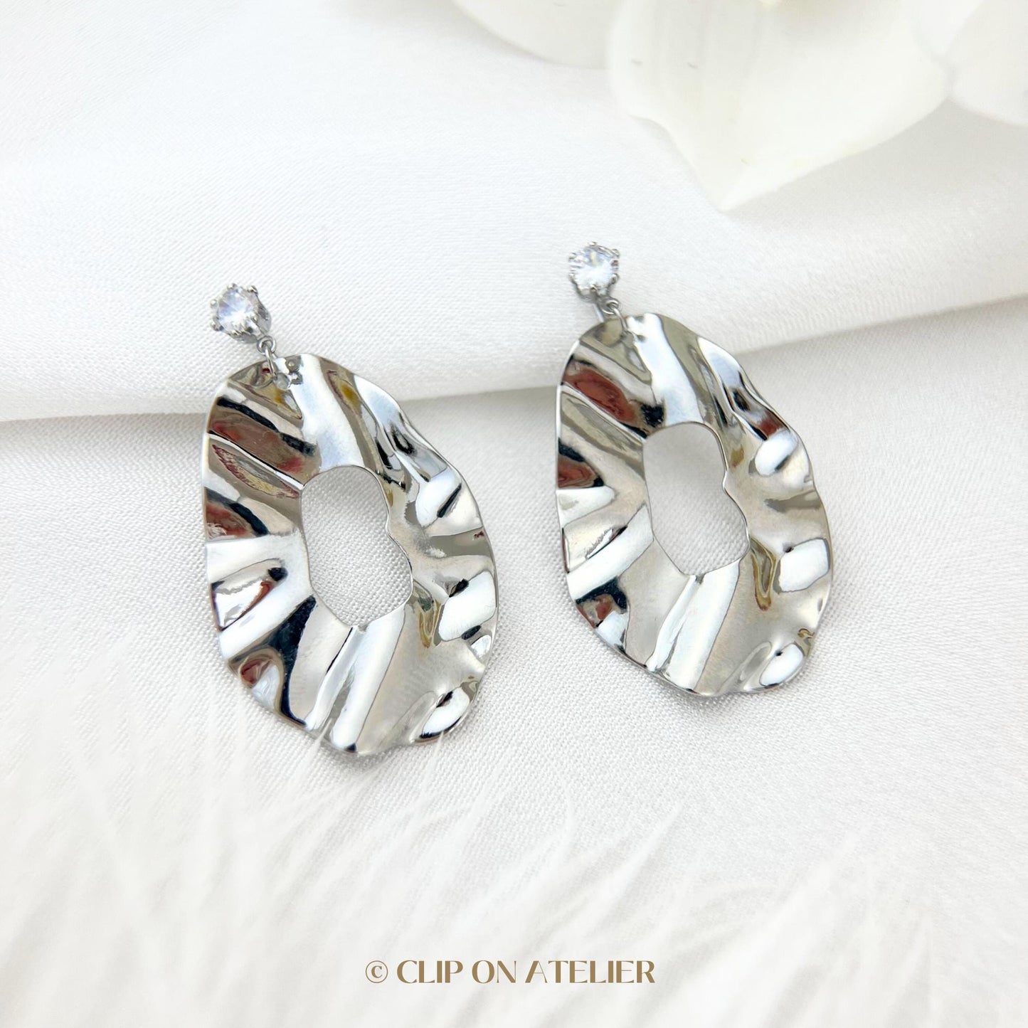 Minimalist Irregular Clip On Earrings, Gold / Silver