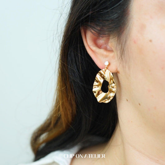 Minimalist Irregular Clip On Earrings, Gold / Silver