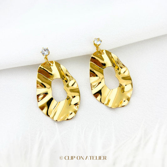 Minimalist Irregular Clip On Earrings, Gold / Silver