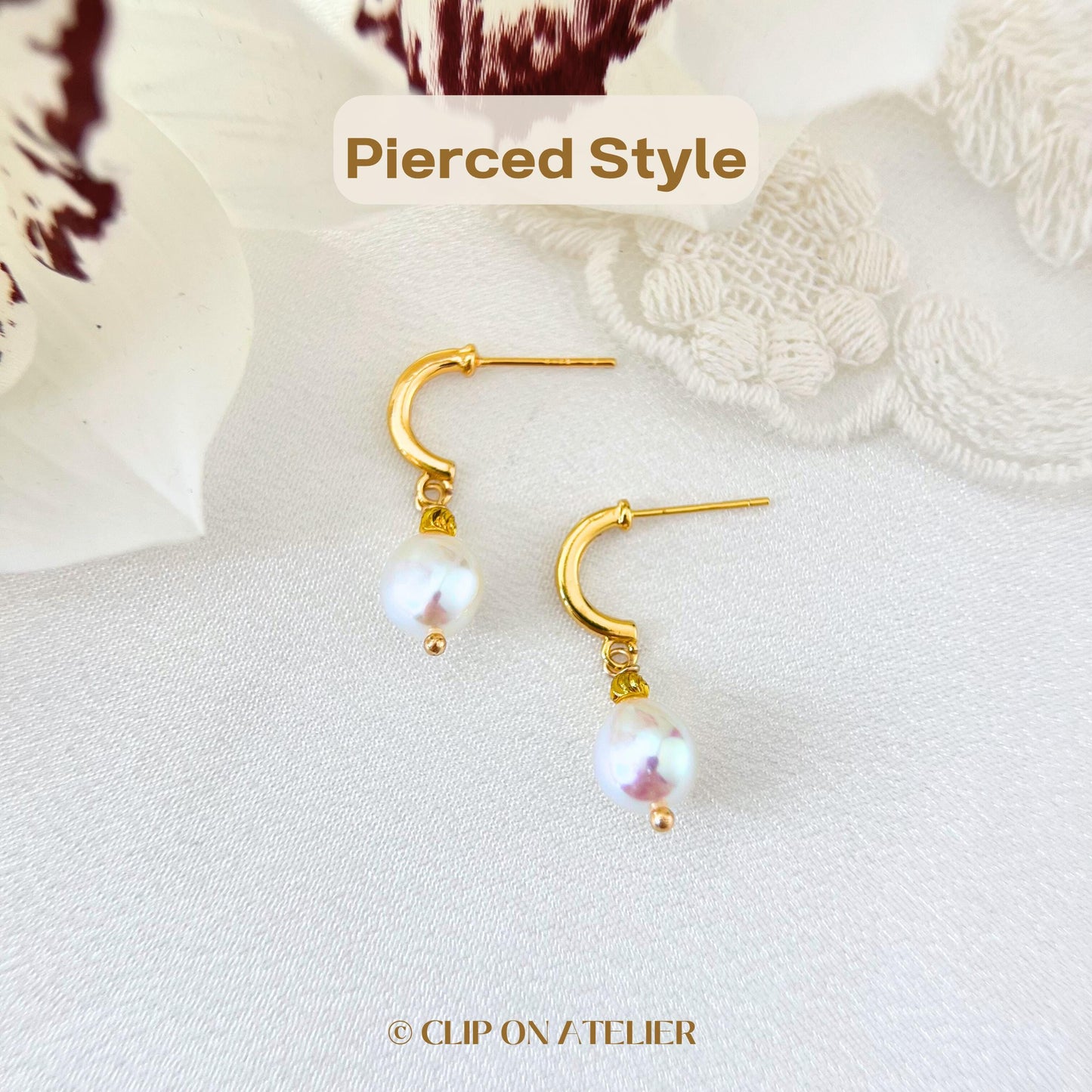 Clip On Earrings Natural Pearl Minimalist Gold Silver Hoop Bridal Ear Clips | Non Pierced Ears | Wedding Jewelry Bridesmaid Gift For Her Mom