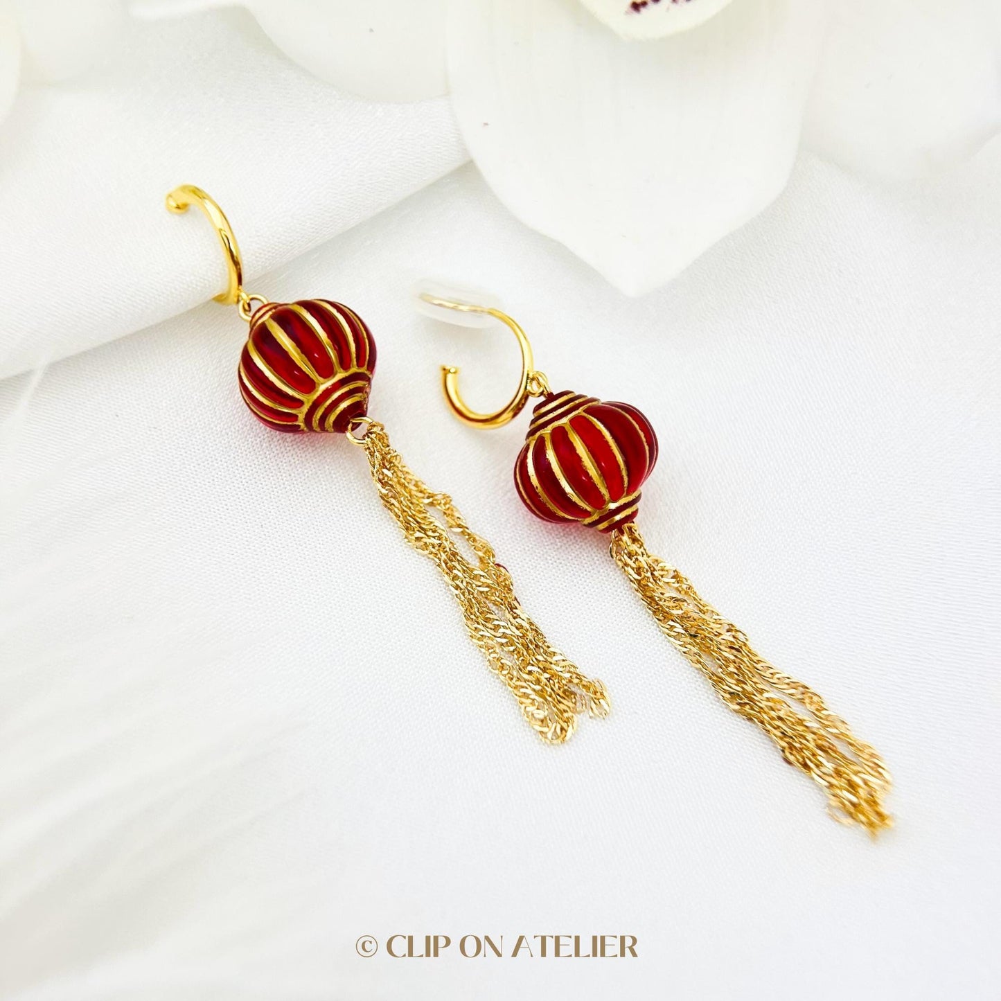 Red Lantern Clip On Earrings Lunar New Year
