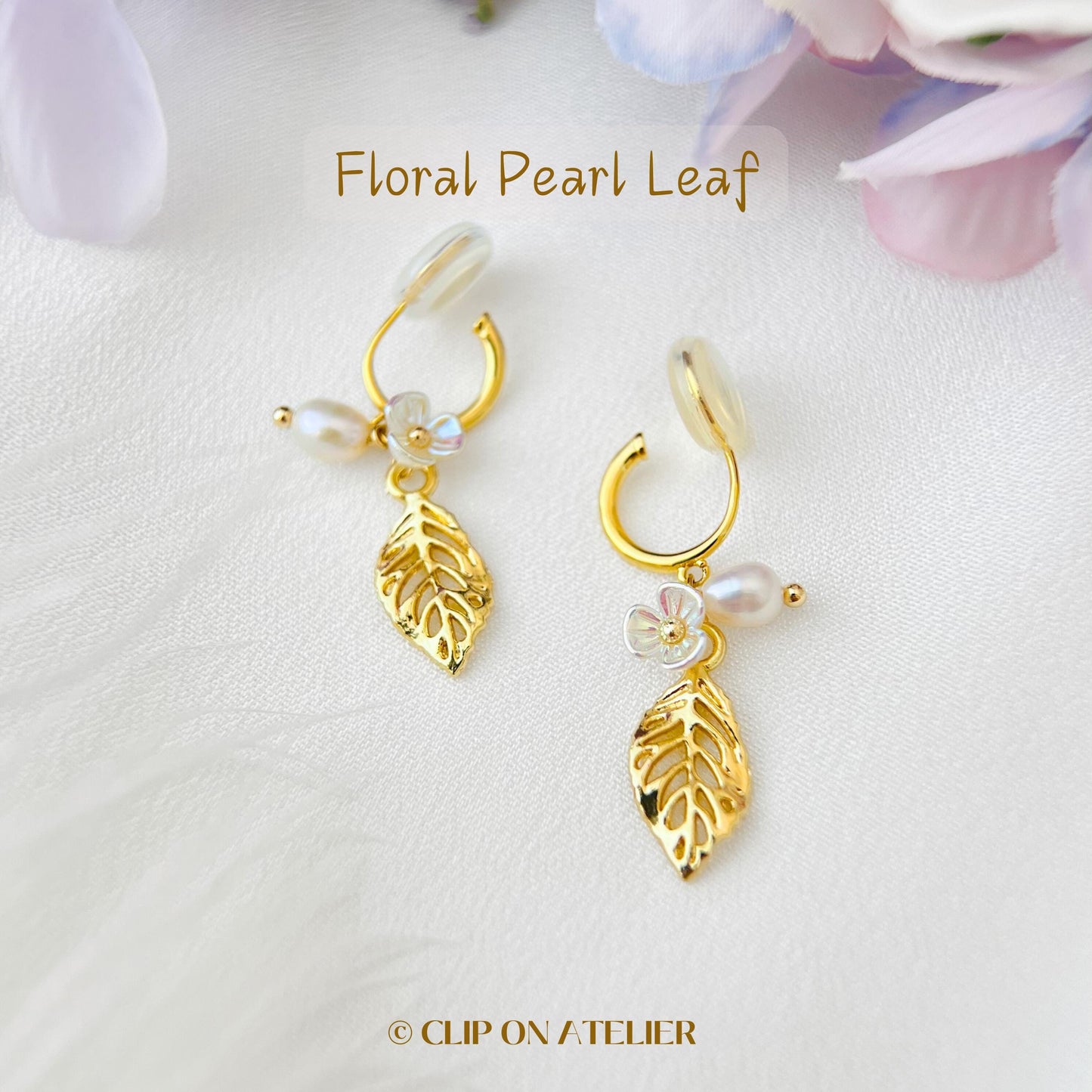 Clip On Earrings Minimalist Gold Hoop Boho Leaf Huggies Dainty Drop Clipon | Non Pierced Ears No Piercing | Wedding Jewelry Gift For Her