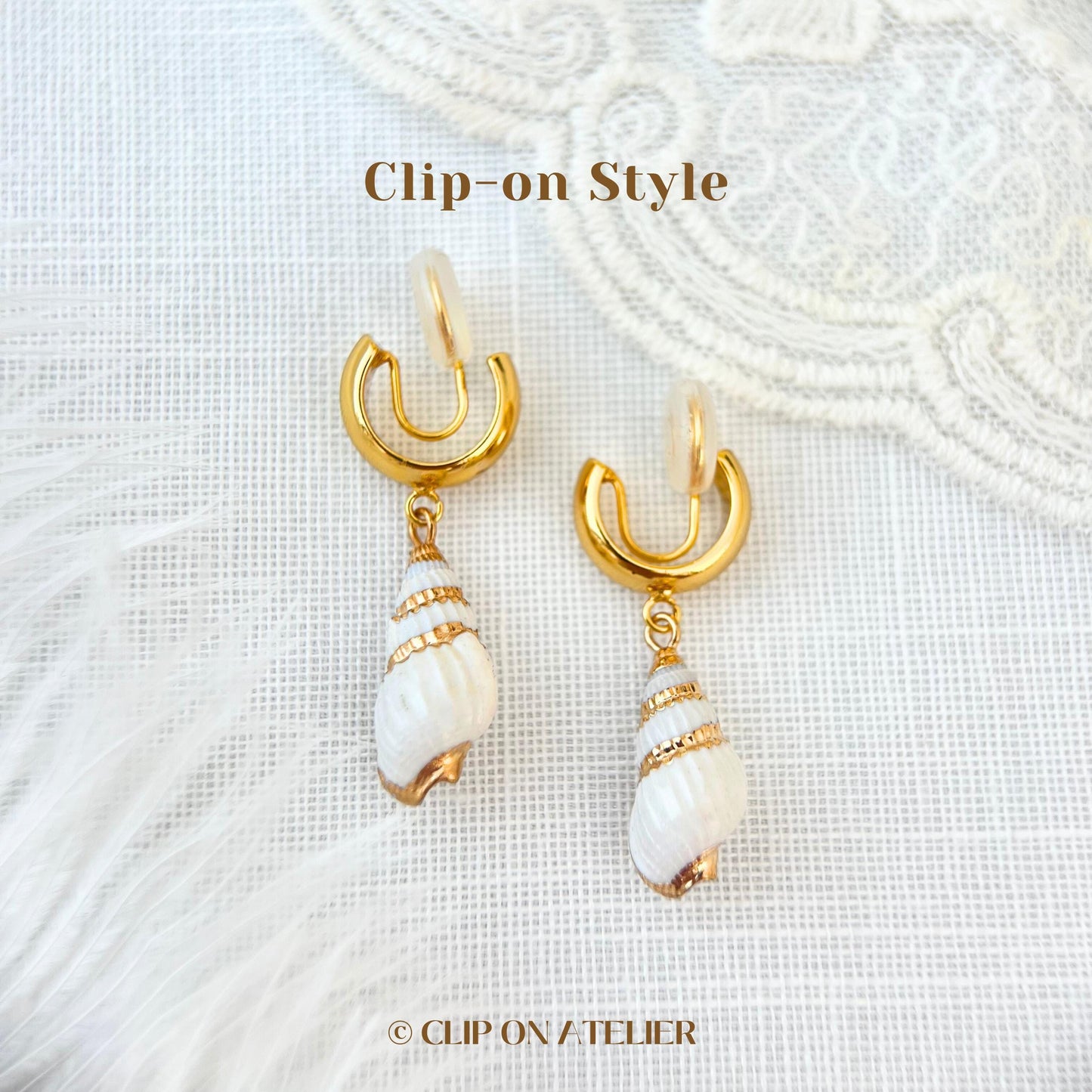 Clip On Earrings Shell Gold Minimalist Hoop Natural Seashell Dangle Huggies Summer Boho Danity Ear Clips,Non Pierced Ears Jewelry Gift Beach