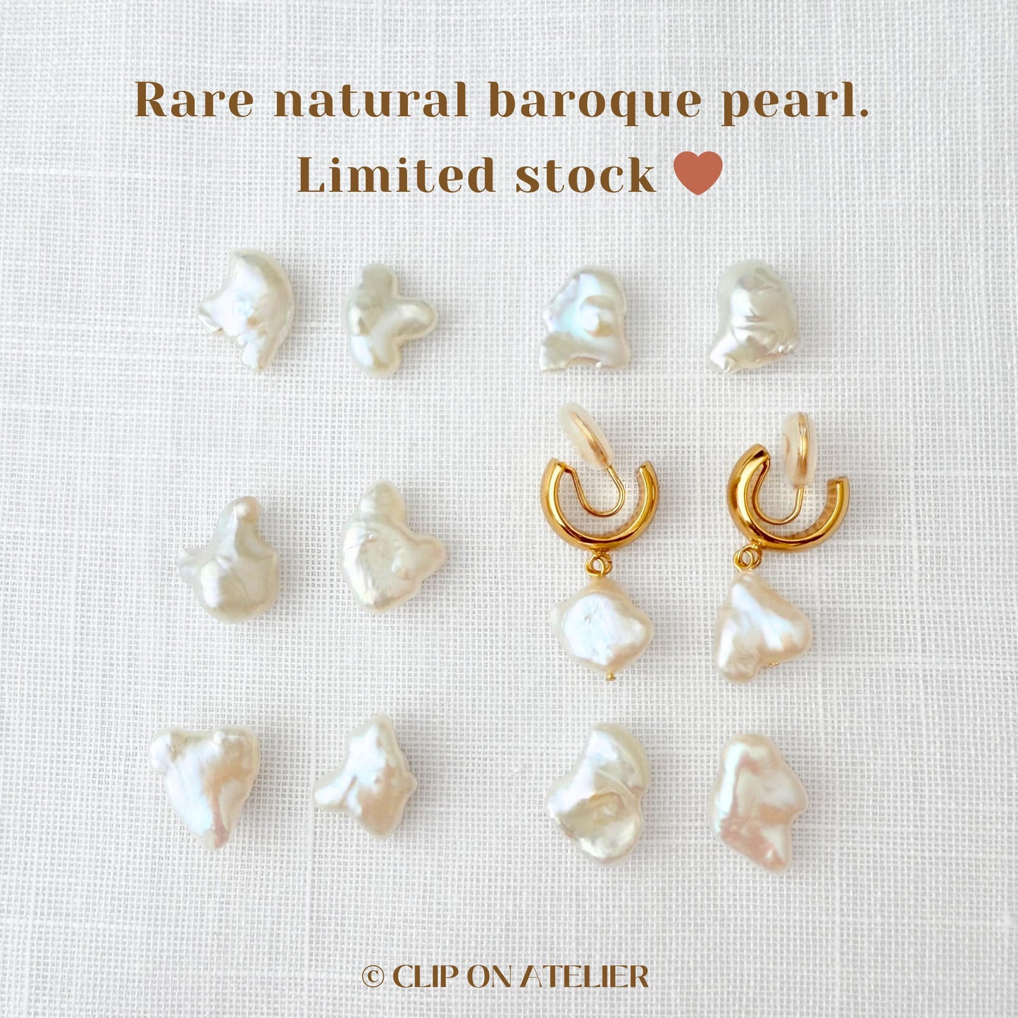 Real Baroque Pearl Clip On Earrings Gold Hoop Huggie Ear Clips, Non Pierced Ears, Dainty Boho Wedding Jewelry Bridesmaids Gifts Birthday Mom