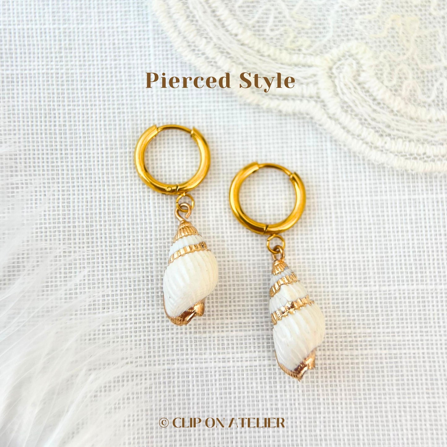 Clip On Earrings Shell Gold Minimalist Hoop Natural Seashell Dangle Huggies Summer Boho Danity Ear Clips,Non Pierced Ears Jewelry Gift Beach