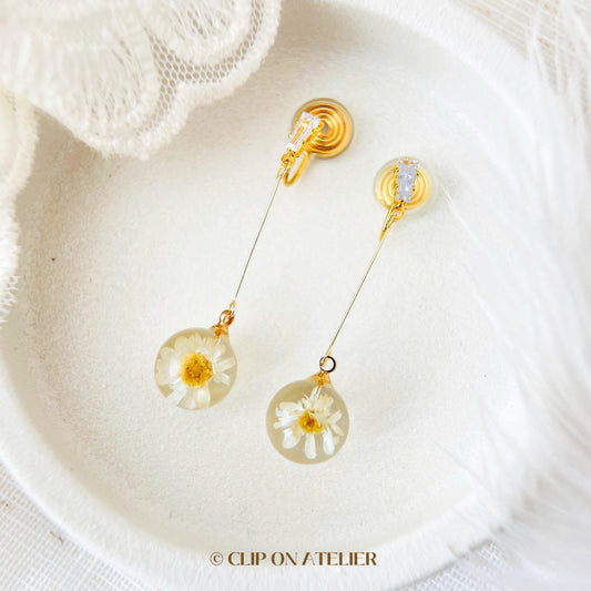 Fairy Resin Daisy Clip On Earrings