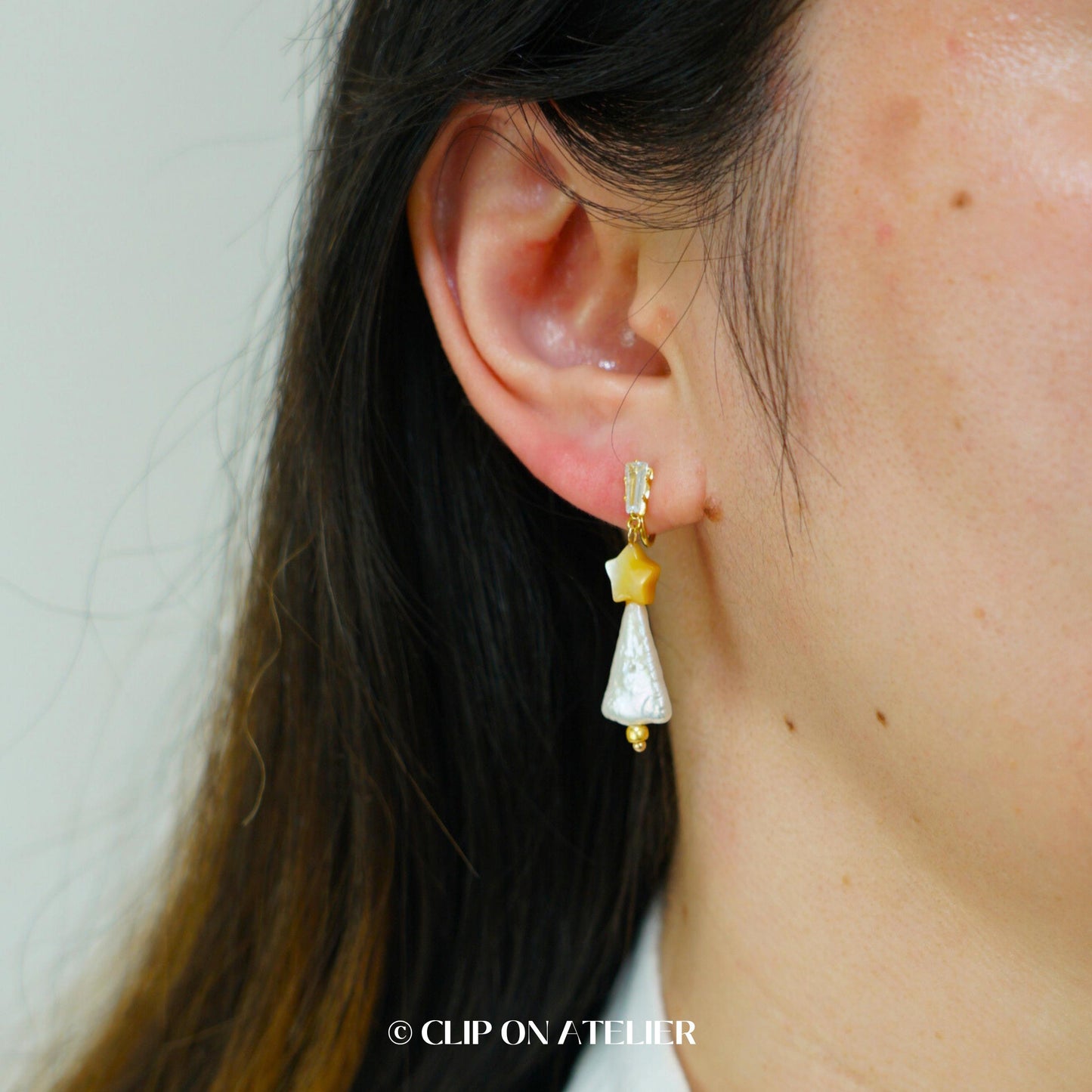 Baroque Pearl Christmas Tree Clip On Earrings