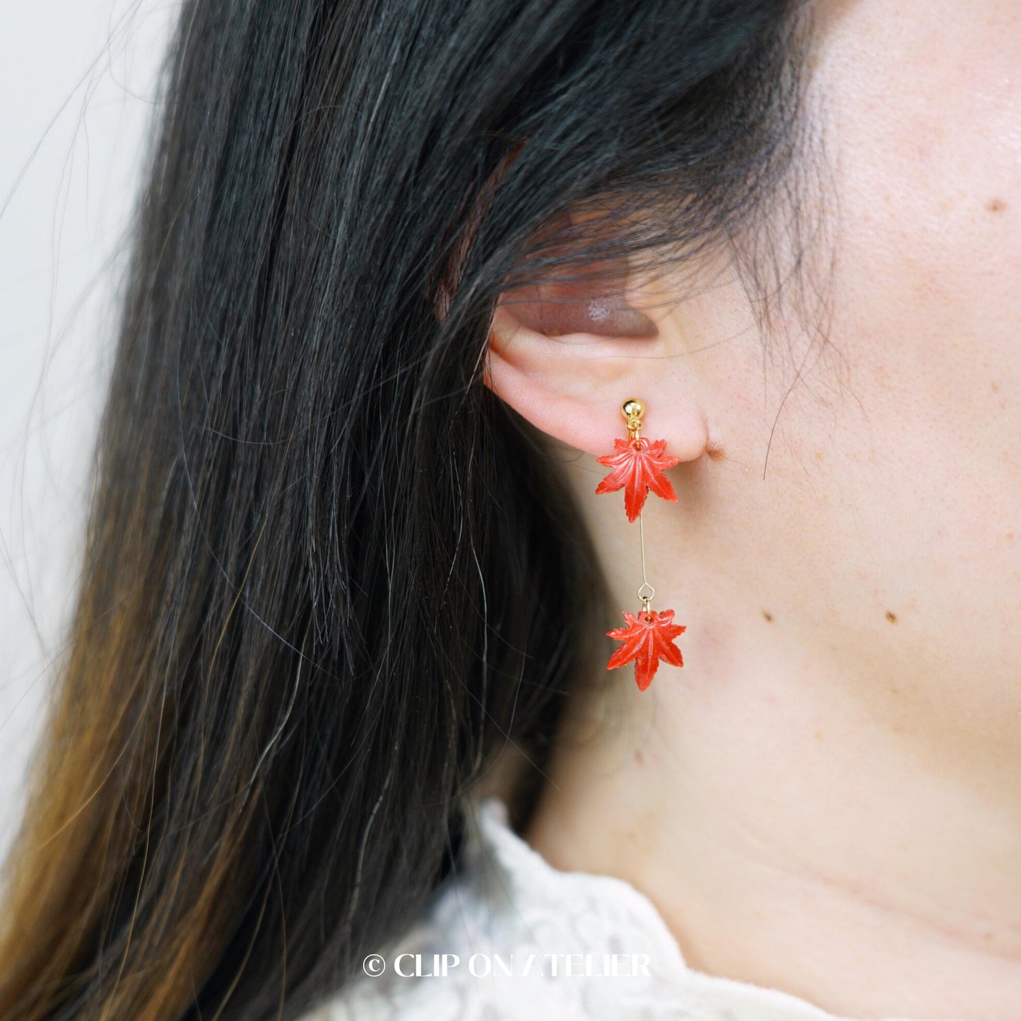 Clip On Earrings Maple Leaf Ginkgo Leaves, Autumn Fall Gift Boho Dangle Drop Dainty Minimalist Fairy Ear Clips, Non Pierced Ears No Piercing