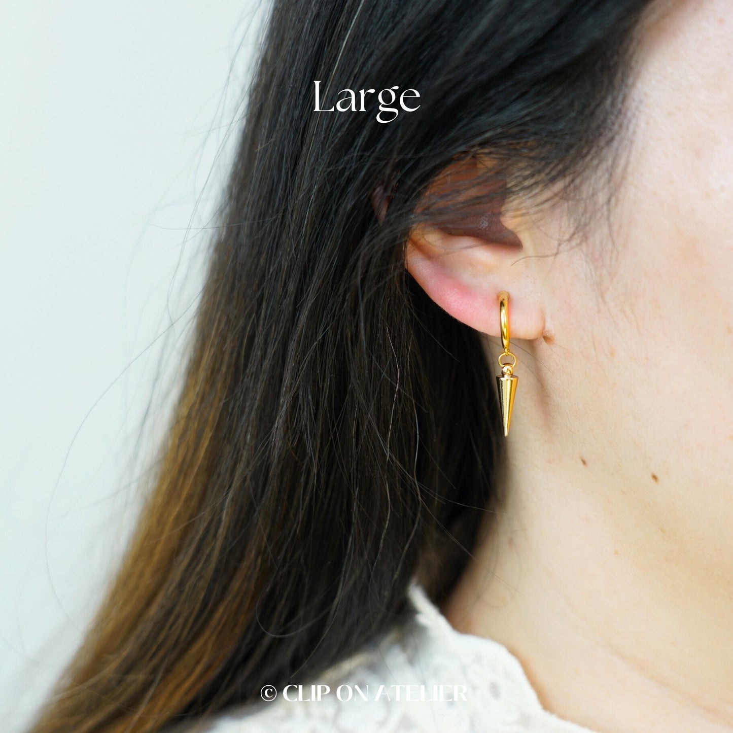 Spike Clip On Earrings Minimalist Silver Gold Small Hoop Dangle Huggies, Simple Edgy Hypoallergenic Ear Clips, Non Pierced Ears No Piercing