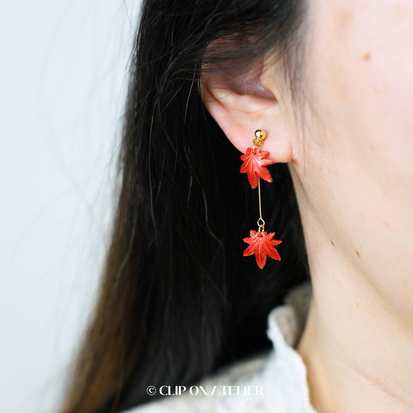 Clip On Earrings Maple Leaf Ginkgo Leaves, Autumn Fall Gift Boho Dangle Drop Dainty Minimalist Fairy Ear Clips, Non Pierced Ears No Piercing
