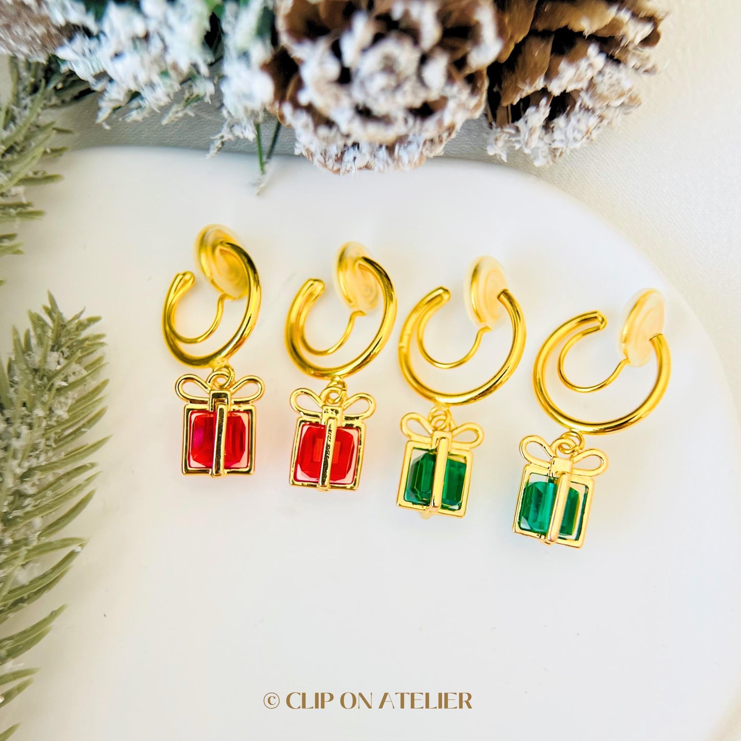Clip On Earrings Christmas Gift Crystal