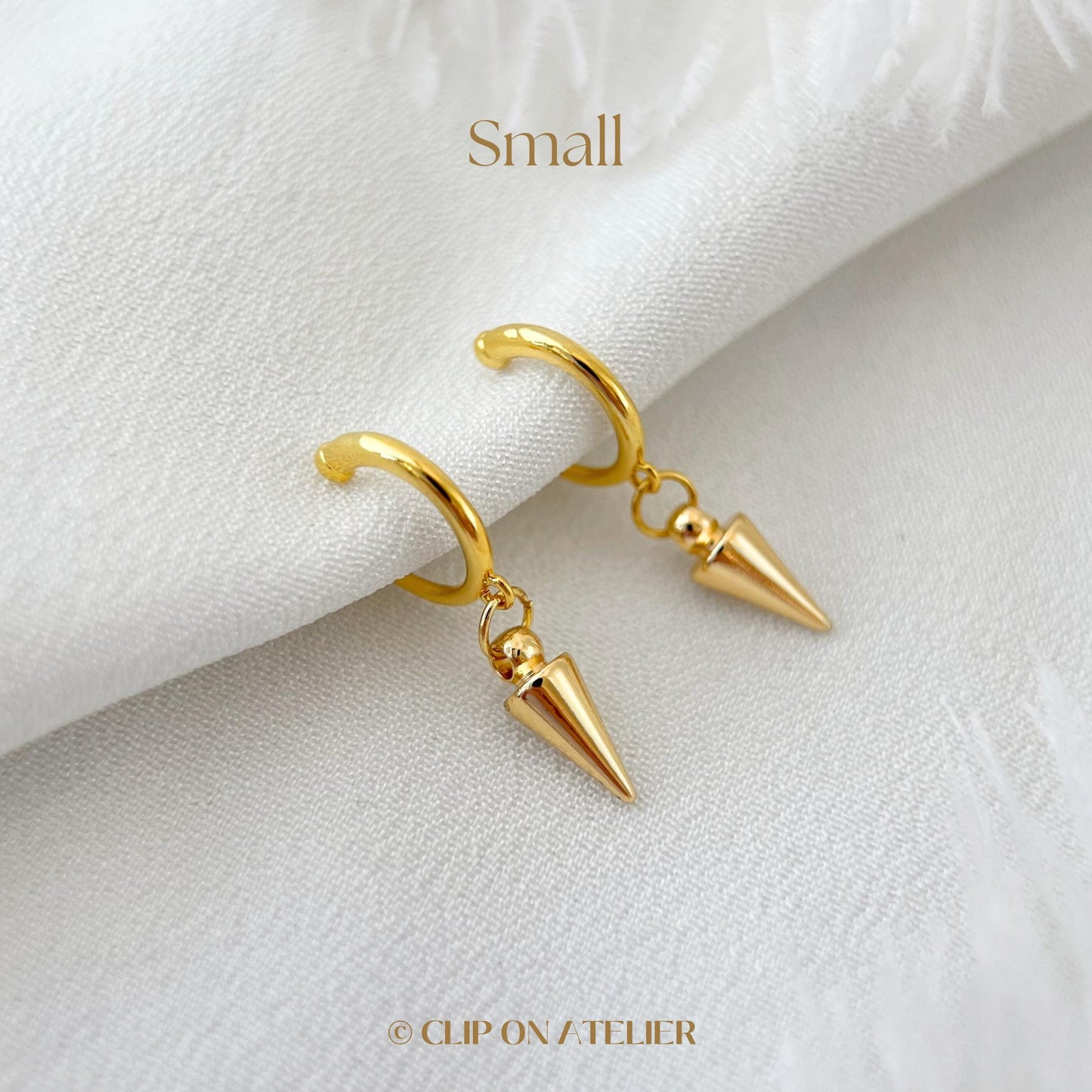 Spike Clip On Earrings Minimalist Silver Gold Small Hoop Dangle Huggies, Simple Edgy Hypoallergenic Ear Clips, Non Pierced Ears No Piercing