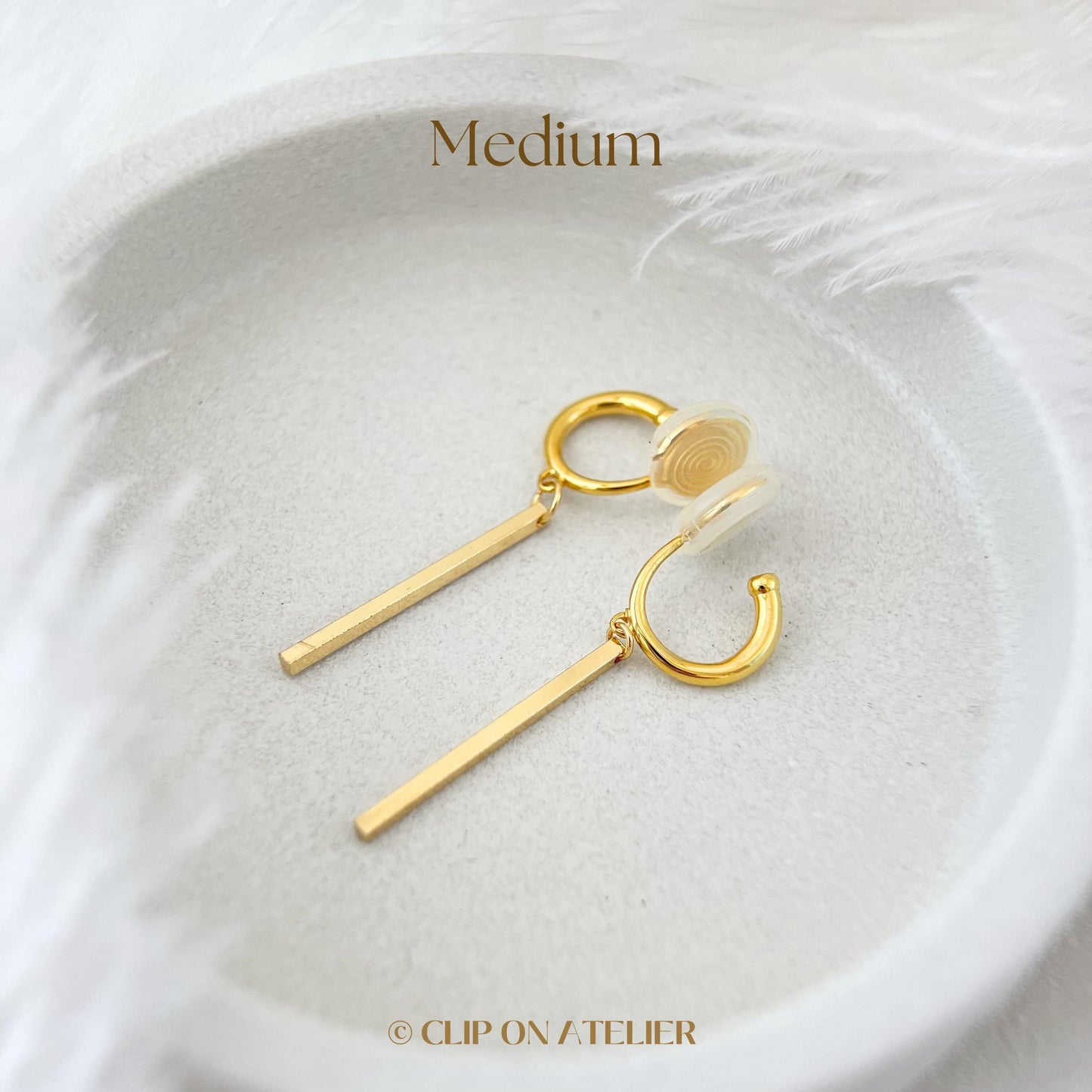 Clip On Earrings Gold Bar Dangle, Minimalist Classy Small Hoop Huggies, Simple Edgy Hypoallergenic Ear Clips, Non Pierced Ears No Piercing